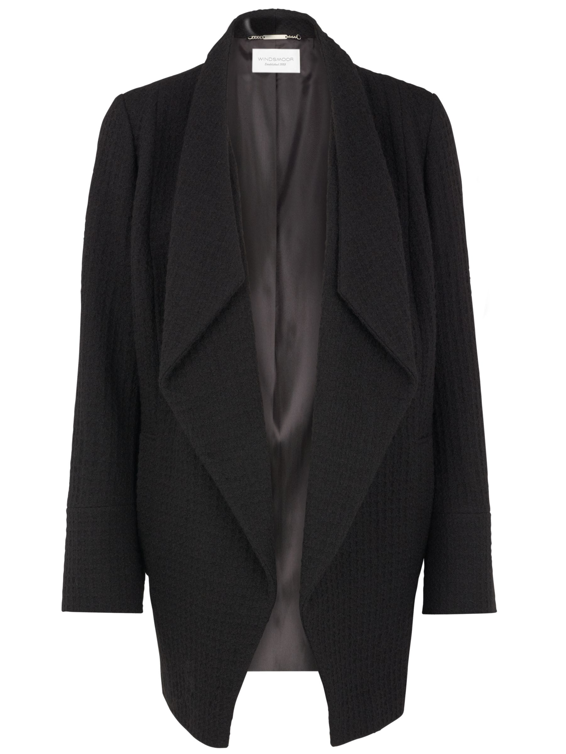 Windsmoor Black Waffle Waterfall Jacket, Black at John Lewis