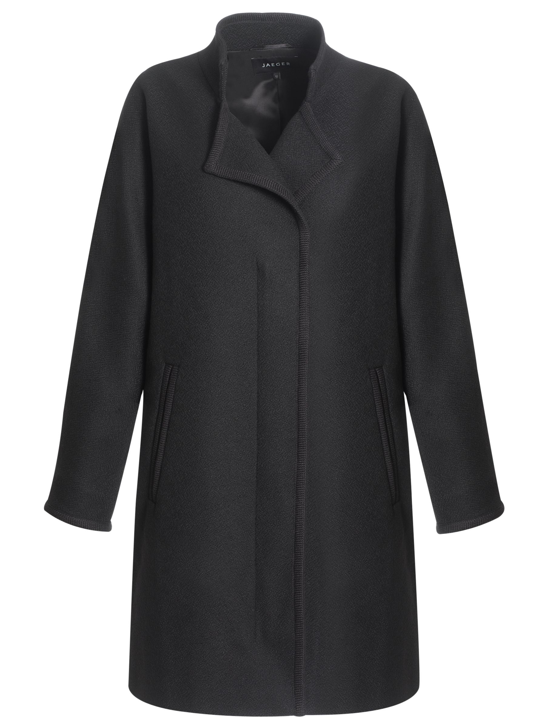 Jaeger Herringbone Coat, Black at John Lewis