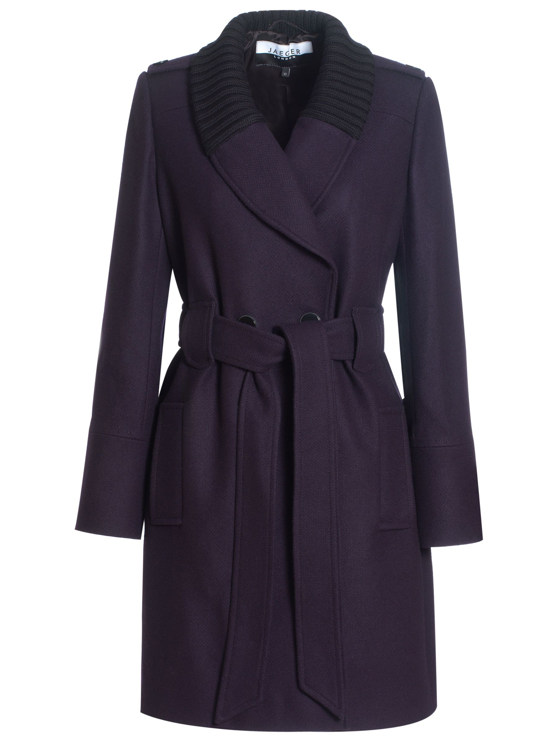 Jaeger Shawl Collar Coat, Navy at John Lewis