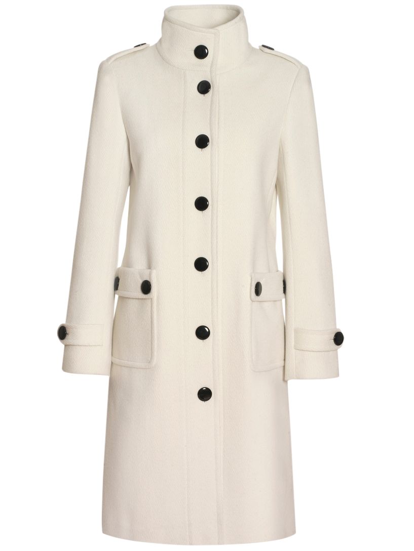 Jaeger Single Breasted Funnel Neck, Ivory at John Lewis