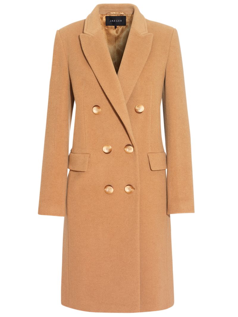 Jaeger Classic Tailored Double Breasted Coat, Camel at JohnLewis