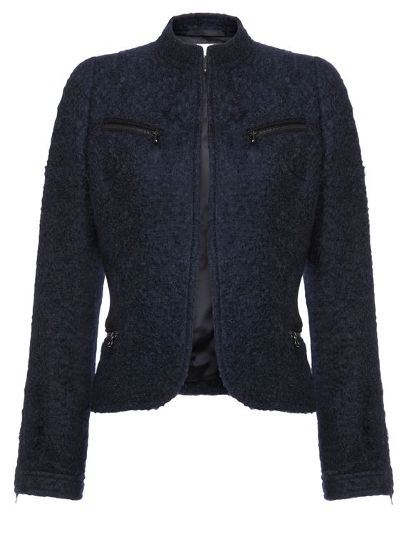 Jaeger Boucle Jacket, Navy blue at JohnLewis