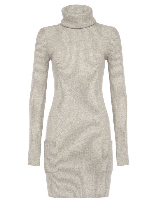 Jaeger Ribbed Sweater Dress, Pale Grey at John Lewis