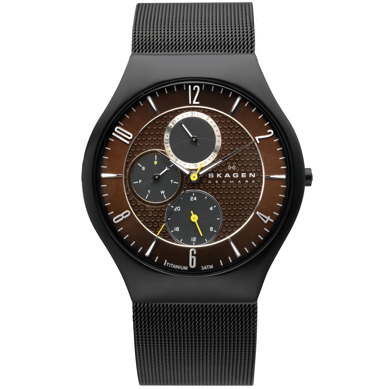 Skagen 806XLTBD Men's Titanium Case Black Mesh Strap Watch at John Lewis