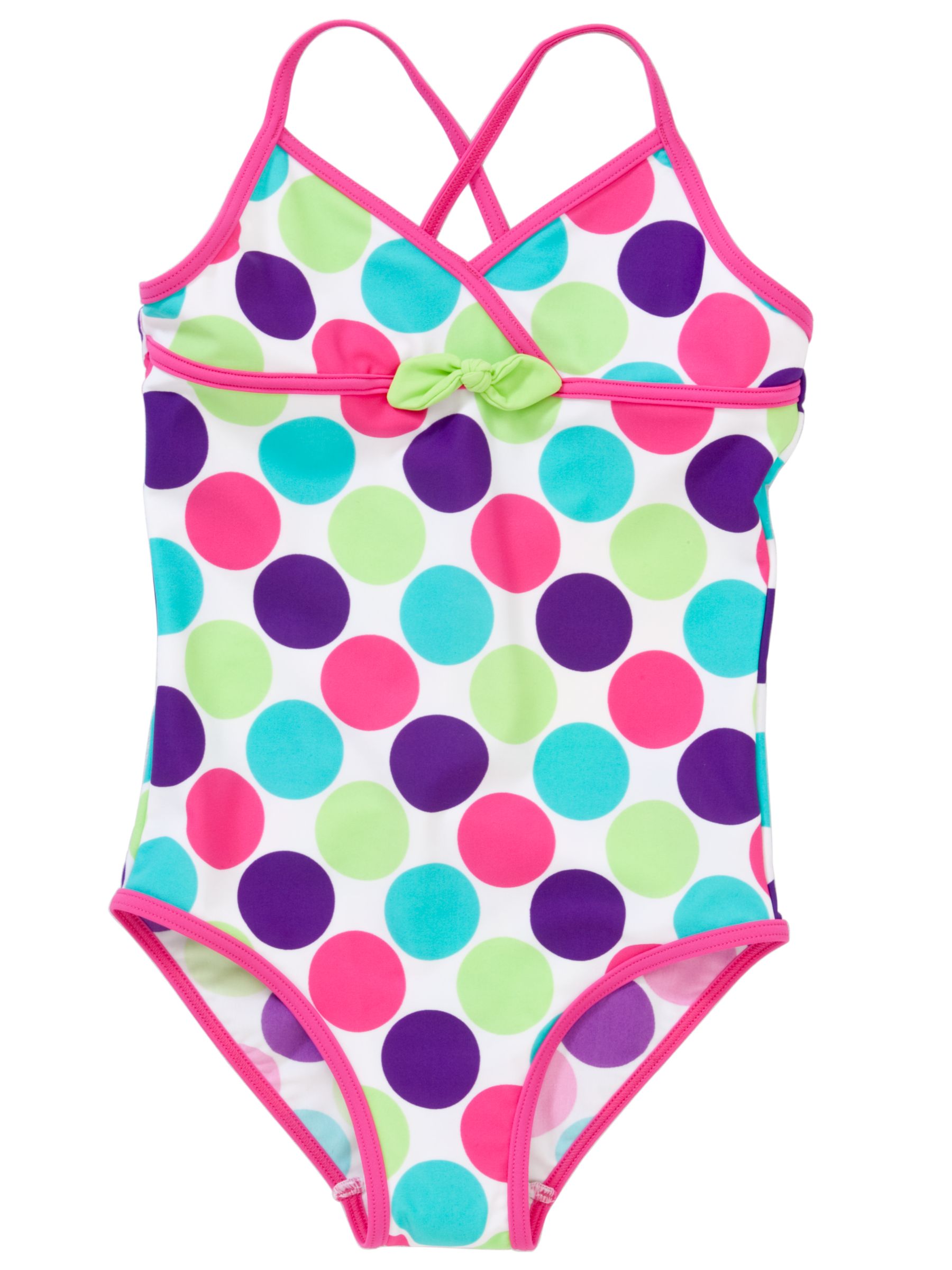 John Lewis Girl Bold Spot Swimsuit, Multicoloured