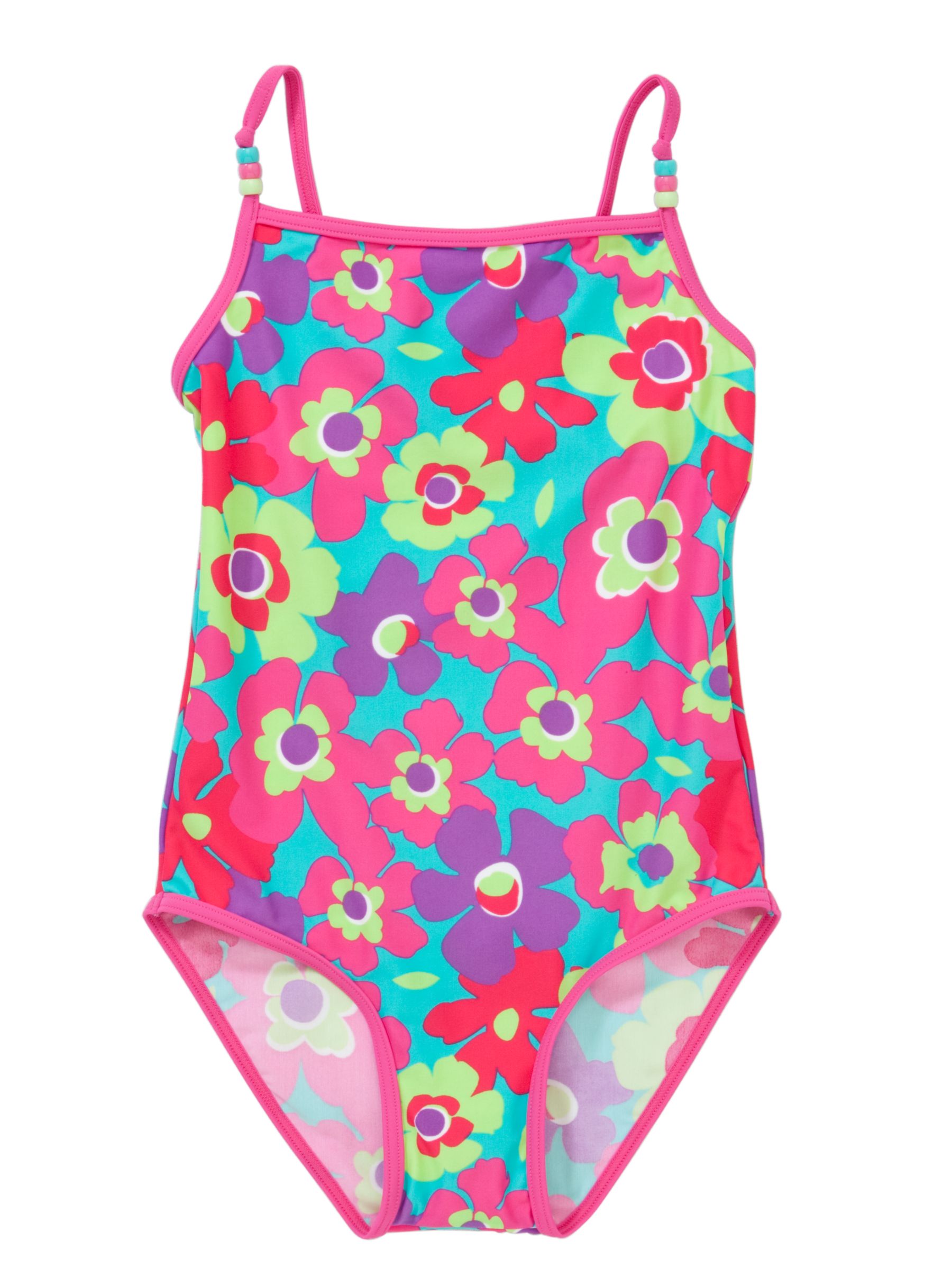 John Lewis Girl Bright Floral Swimsuit,