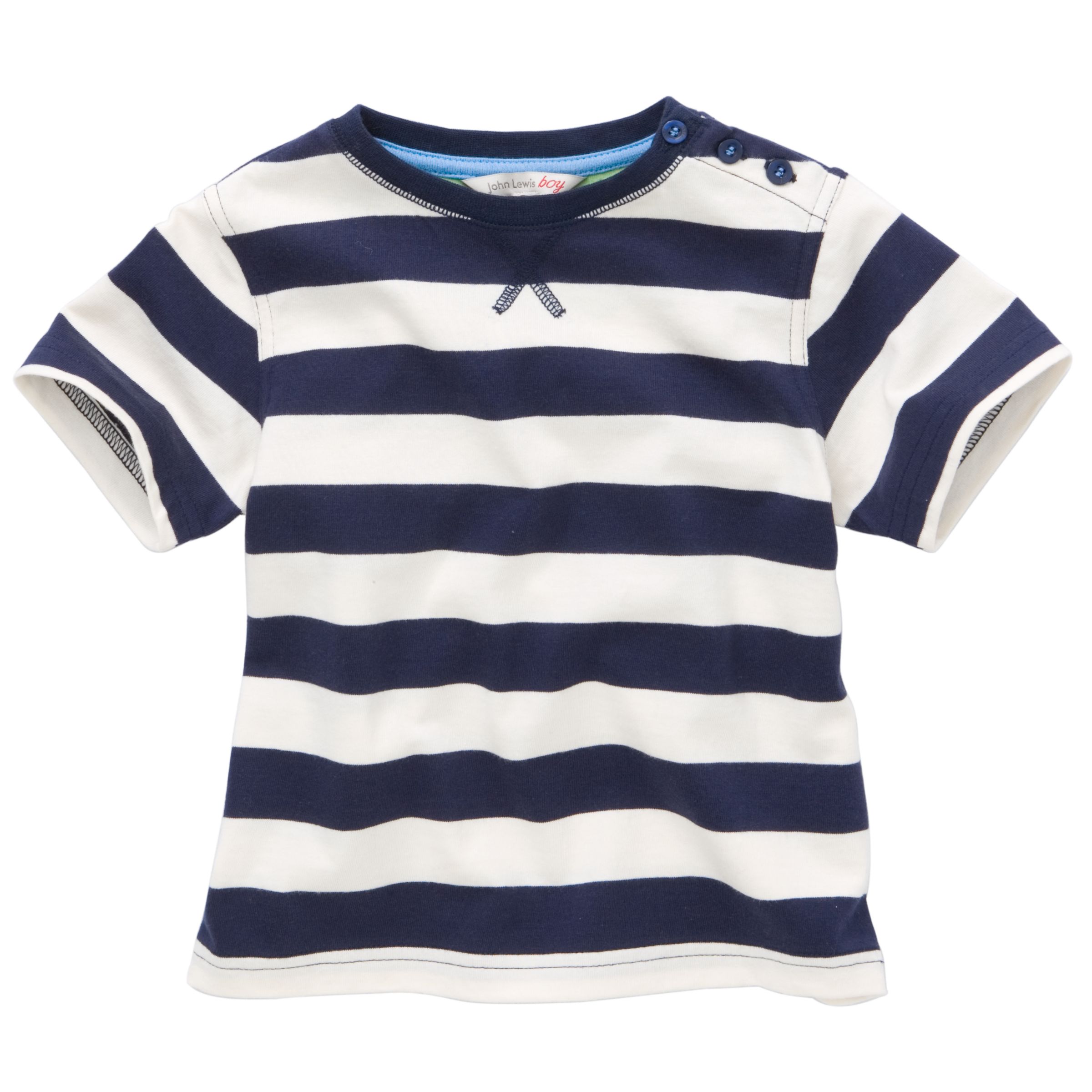 John Lewis Boy Bold Stripe T-Shirt, Navy Blue