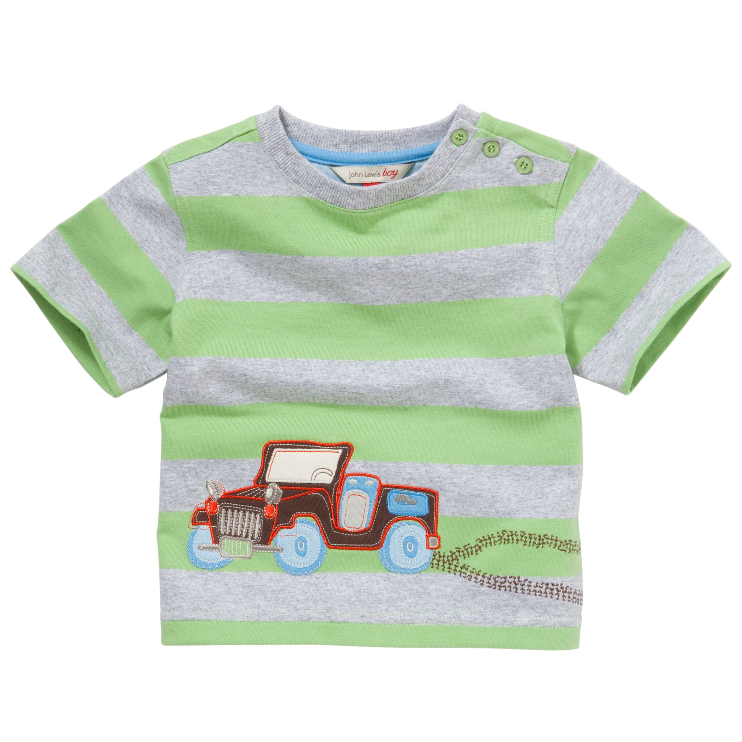 John Lewis Boy Truck Print T-Shirt, Green/Grey