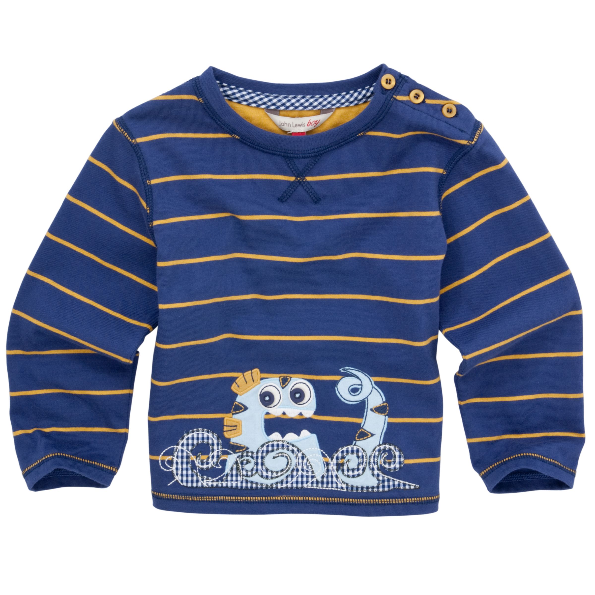 John Lewis Boy Monster Print Stripe T-Shirt,