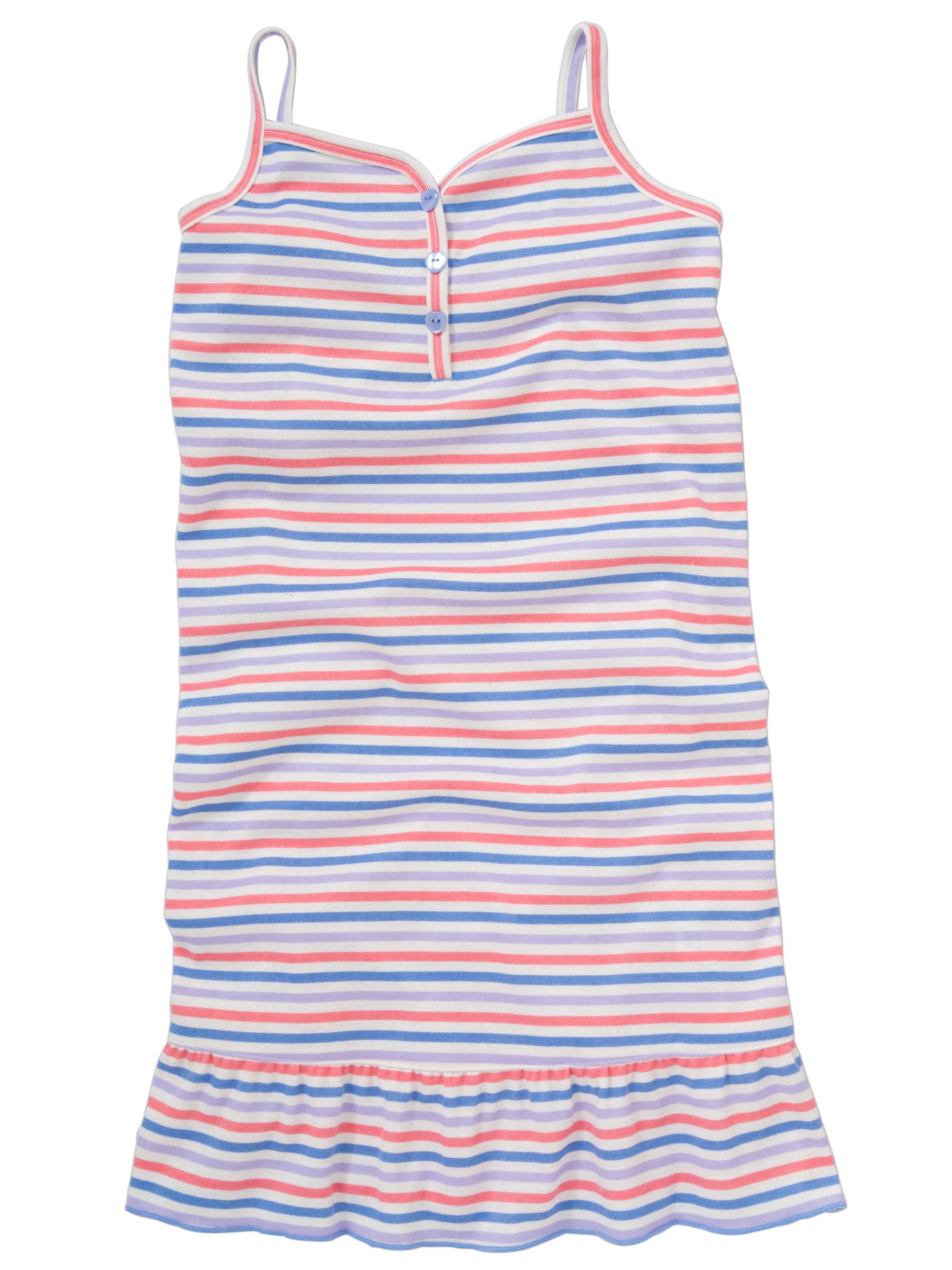 John Lewis Girl Stripe Print Strappy Nightdress, Pink/Blue