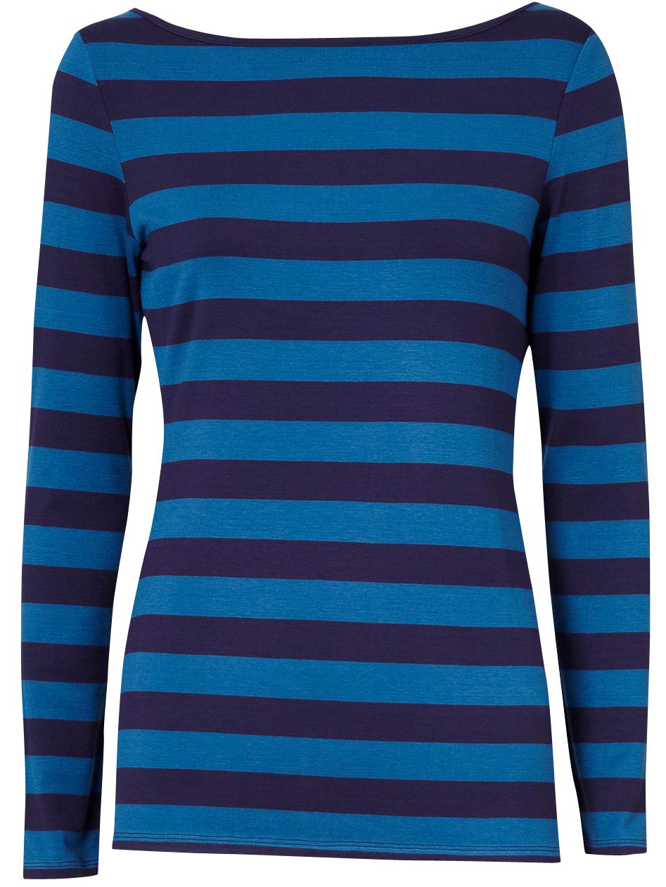 Stripe Boat Neck Long Sleeve T-Shirt,