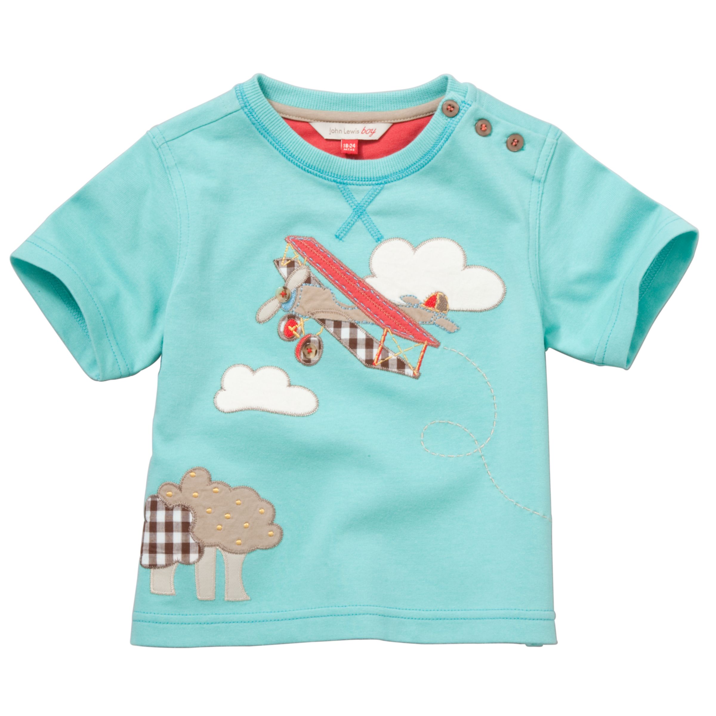 John Lewis Boy Plane Scene T-Shirt, Turquoise