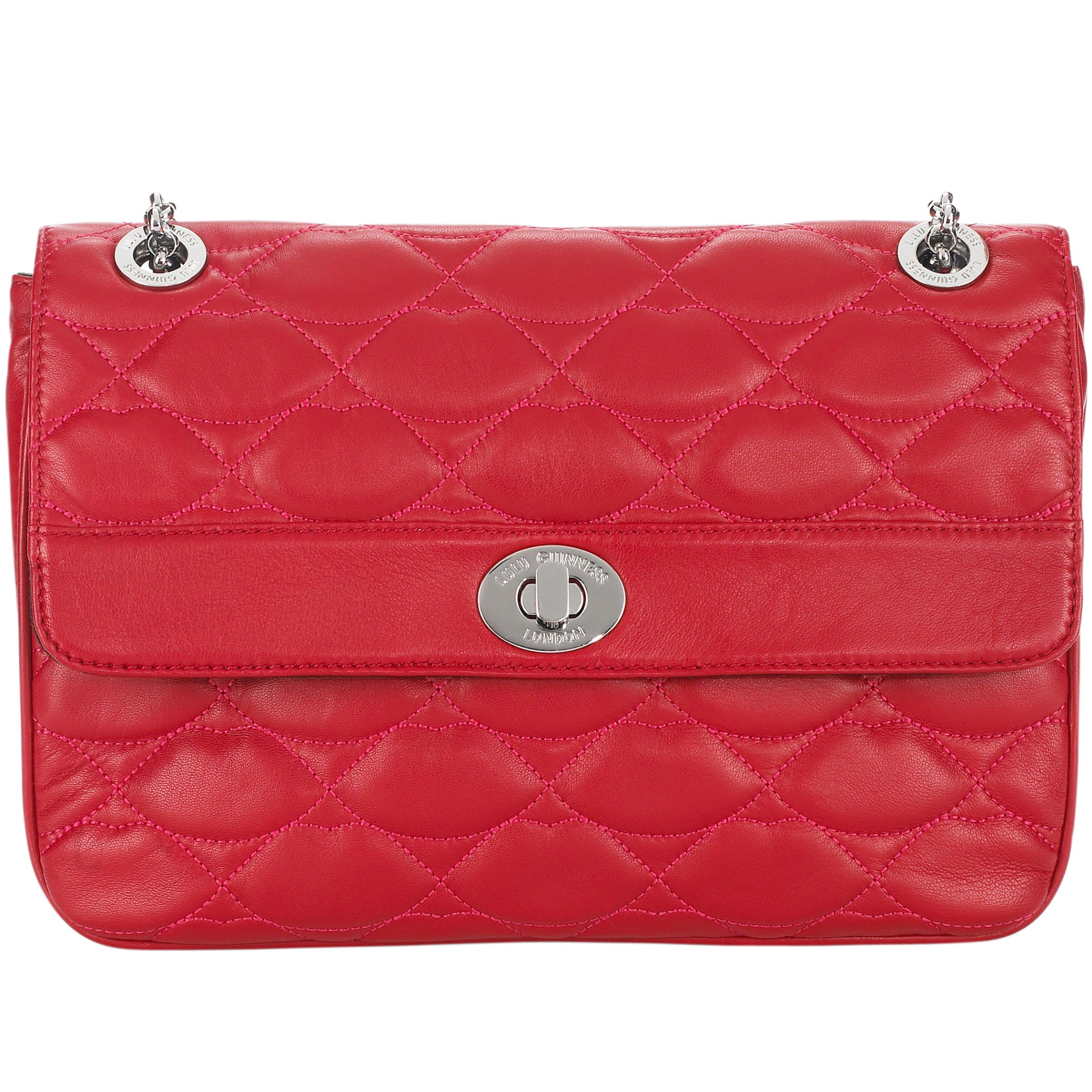 Lulu Guinness Large Quilted Lips Anna, Red at John Lewis