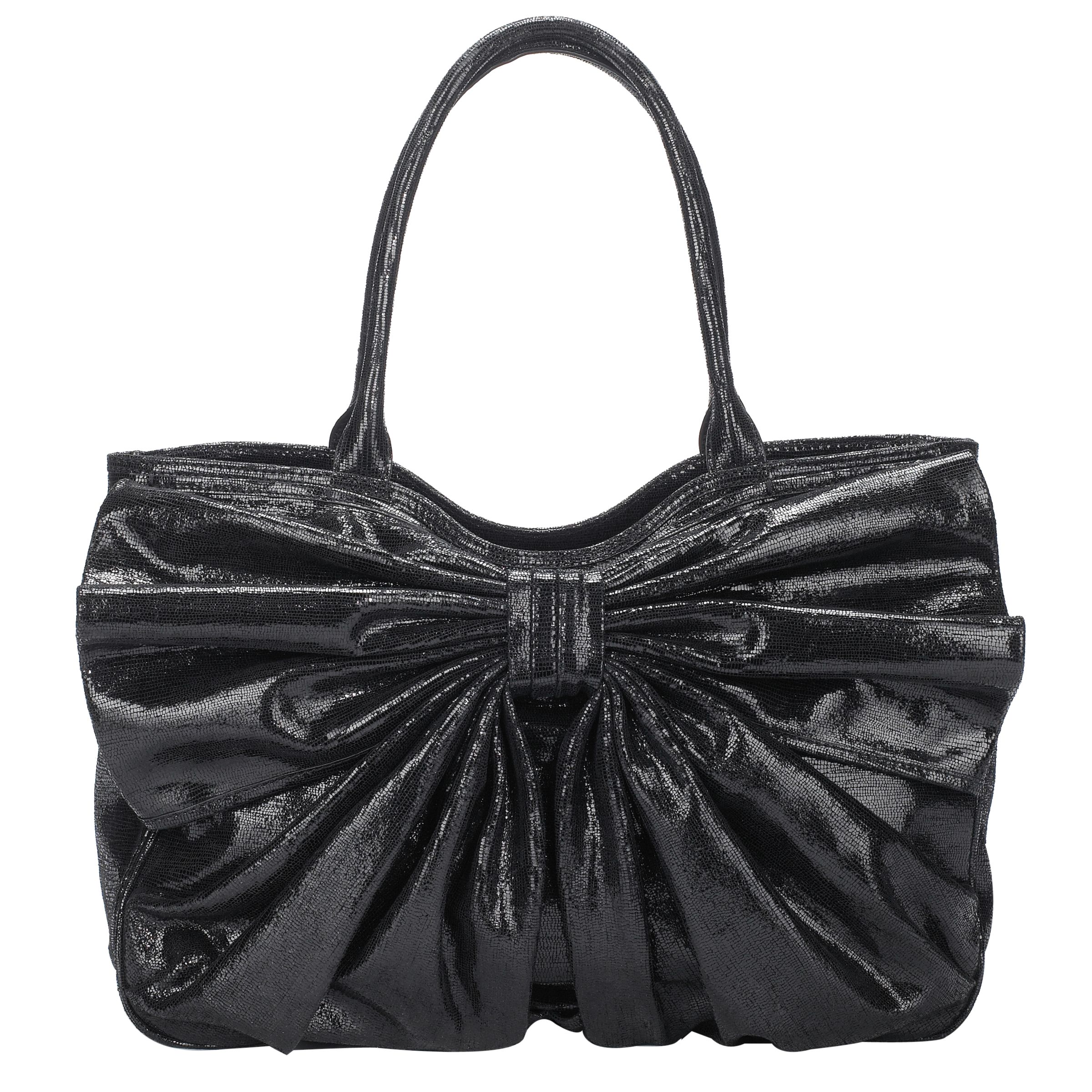 Lulu Guinness Sparkle Medium Bow Wanda Handbag, Black at John Lewis