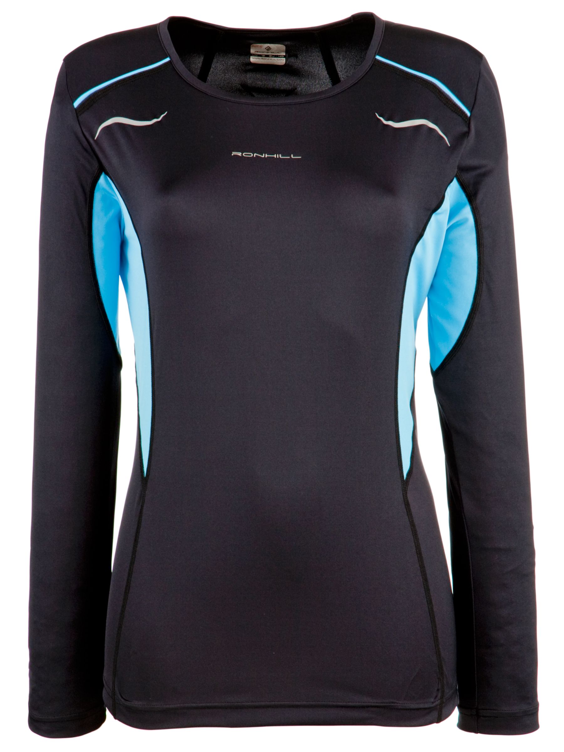 Ronhill Aspiration Long Sleeve T-Shirt, Black/blue