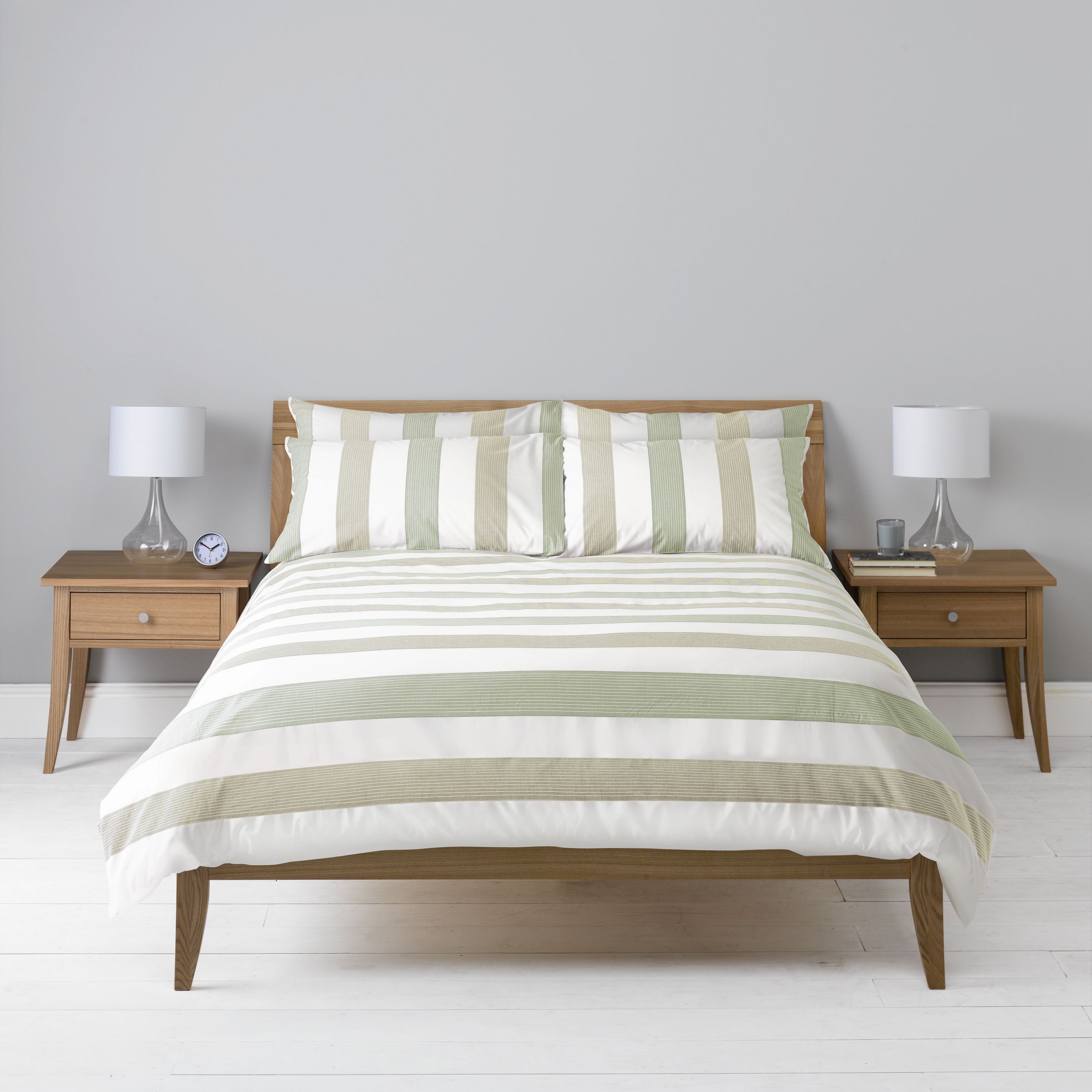 John Lewis Celine Duvet Cover, Sage / White