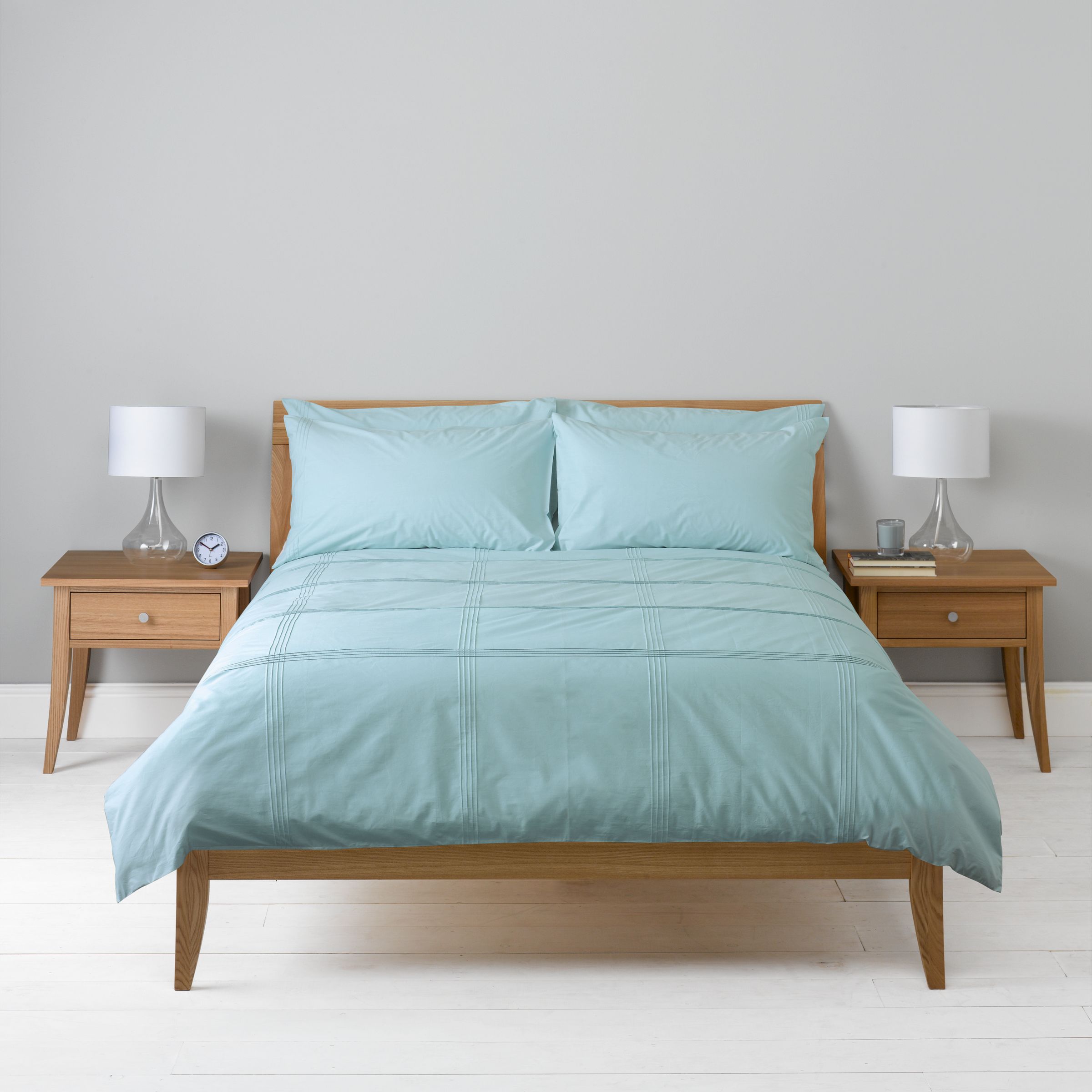 John Lewis Tucks Duvet Cover, Duck Egg