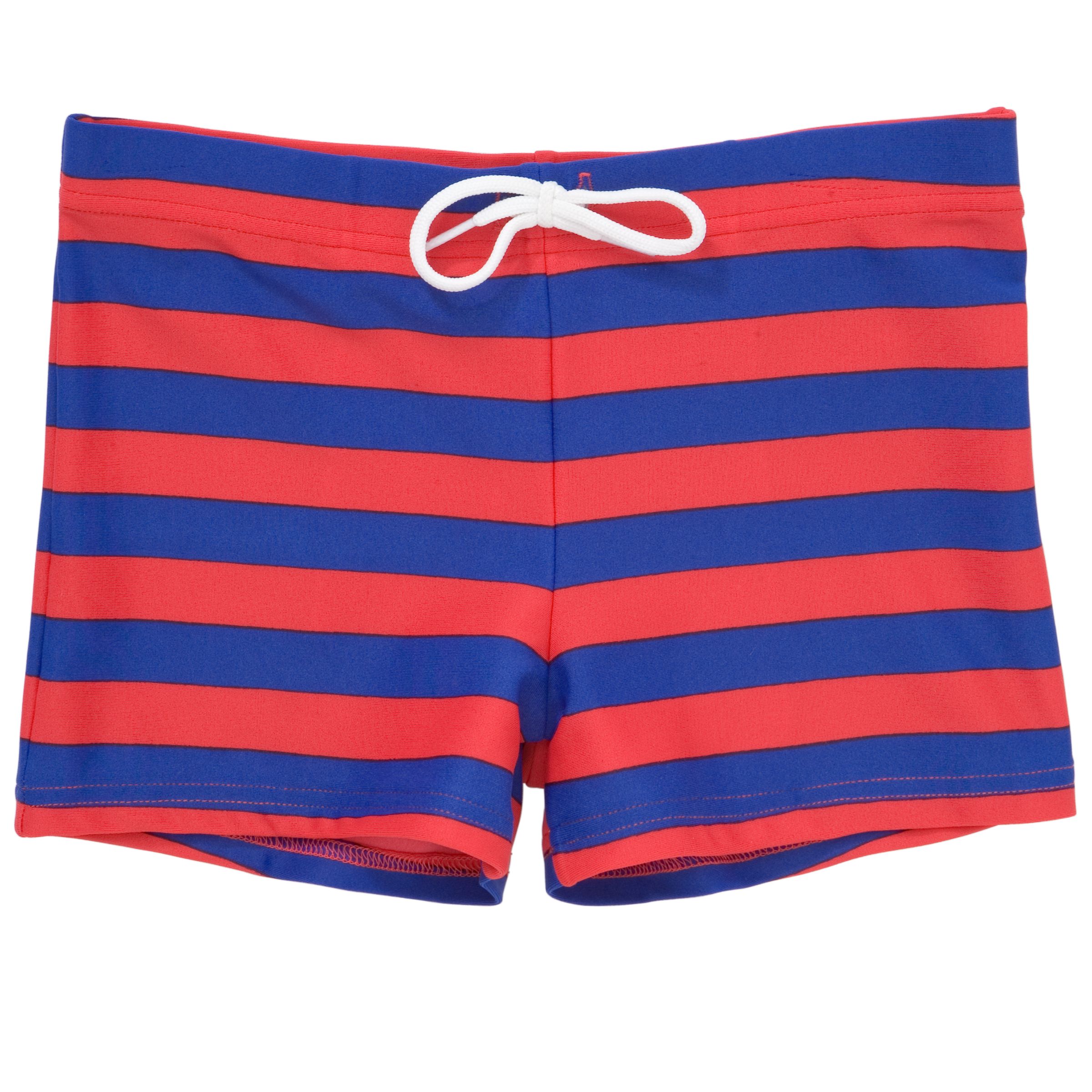 John Lewis Boy Stripe Print Swimming Trunks, Blue/Red
