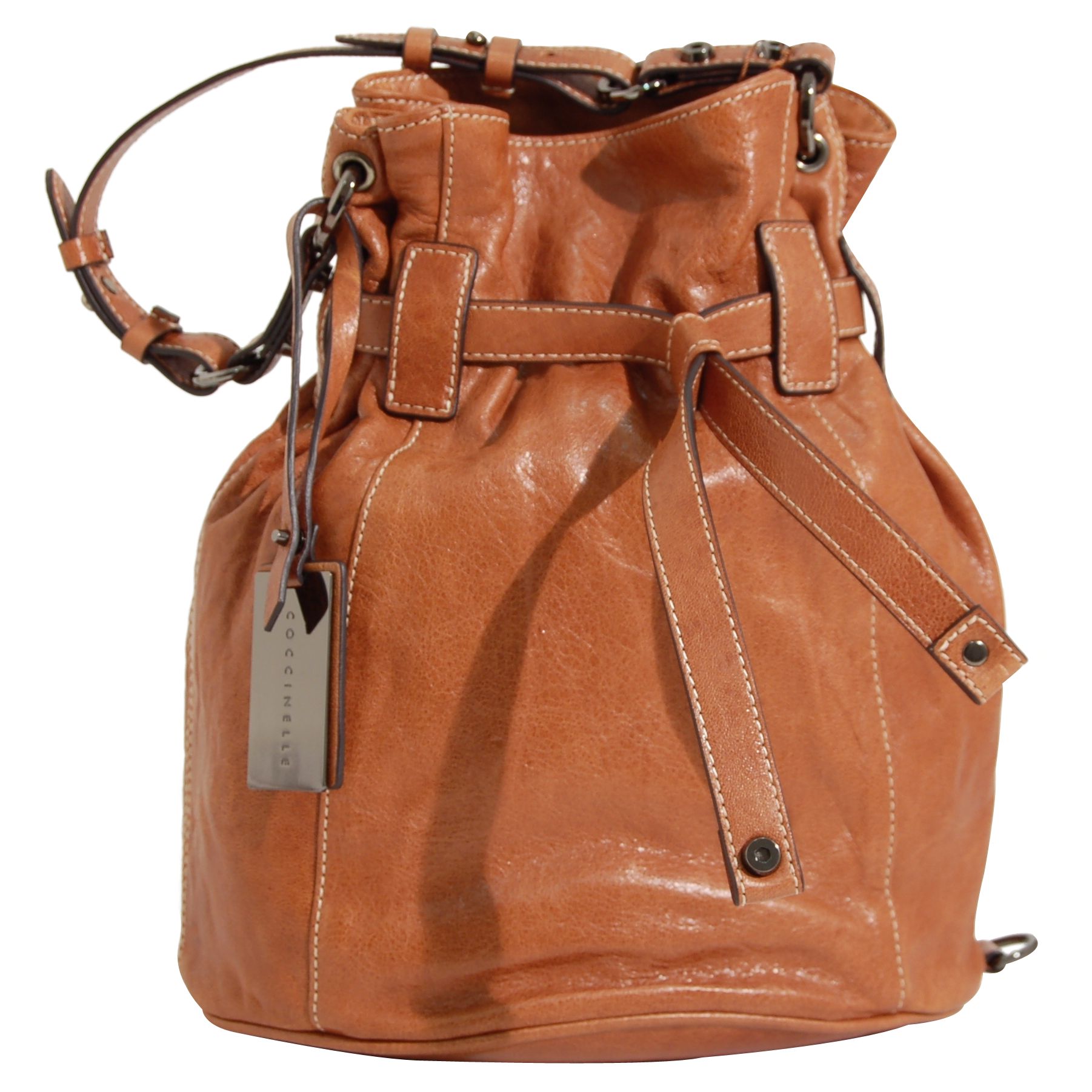 Coccinelle Sheena Drawstring Across Body Bag, Tan at John Lewis