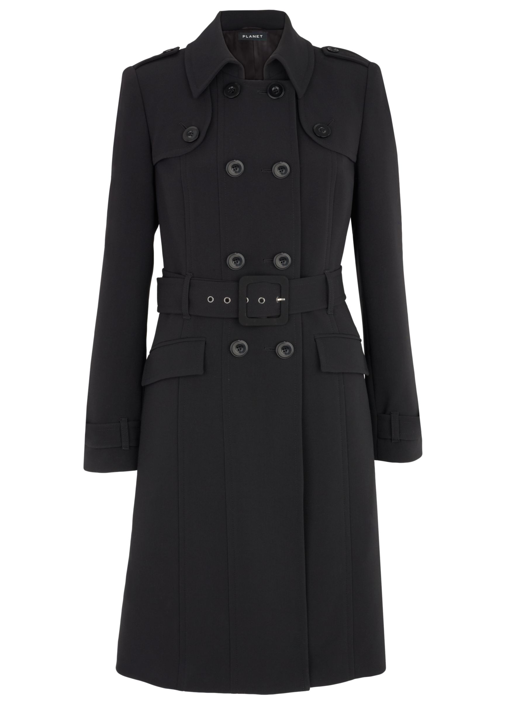 Planet Belted Mac Coat, Black at John Lewis