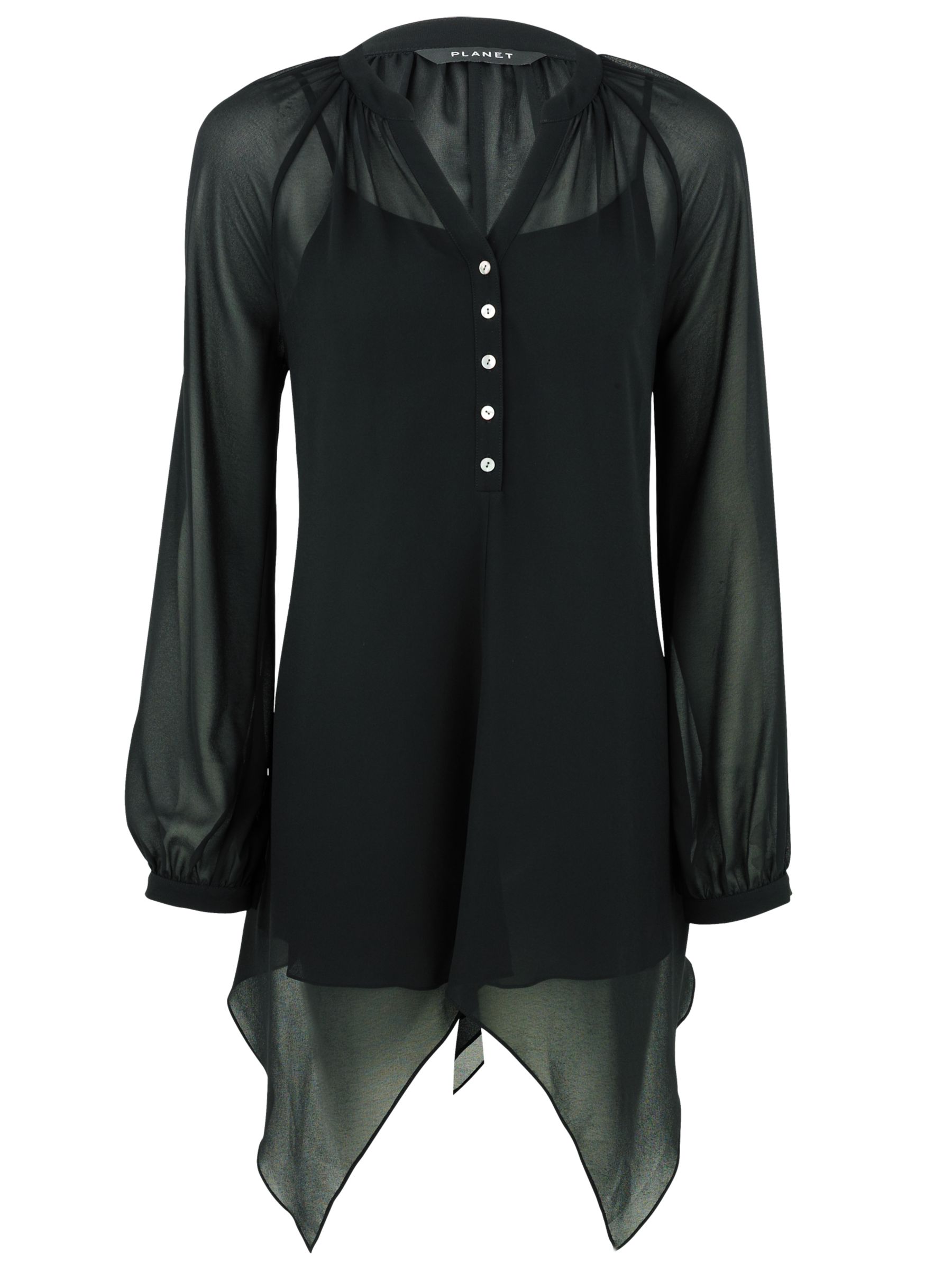 Planet Oversized Sheer Blouse, Black