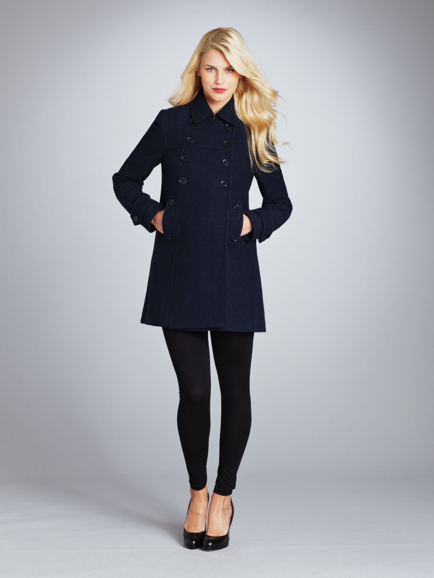 Whistles Pepper Coat, Navy at John Lewis