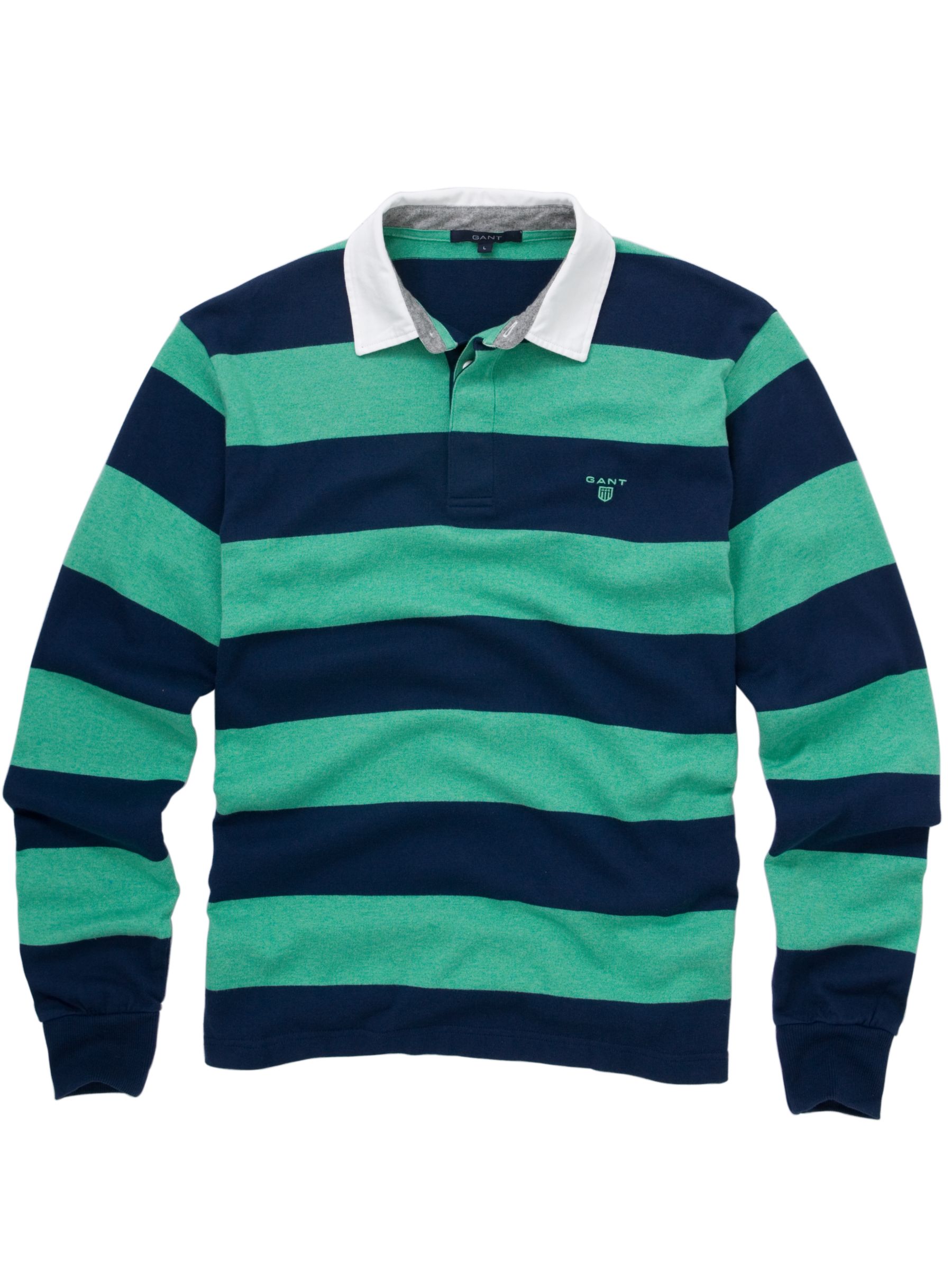 Gant Classic Barstripe Rugby Shirt, Green/Navy