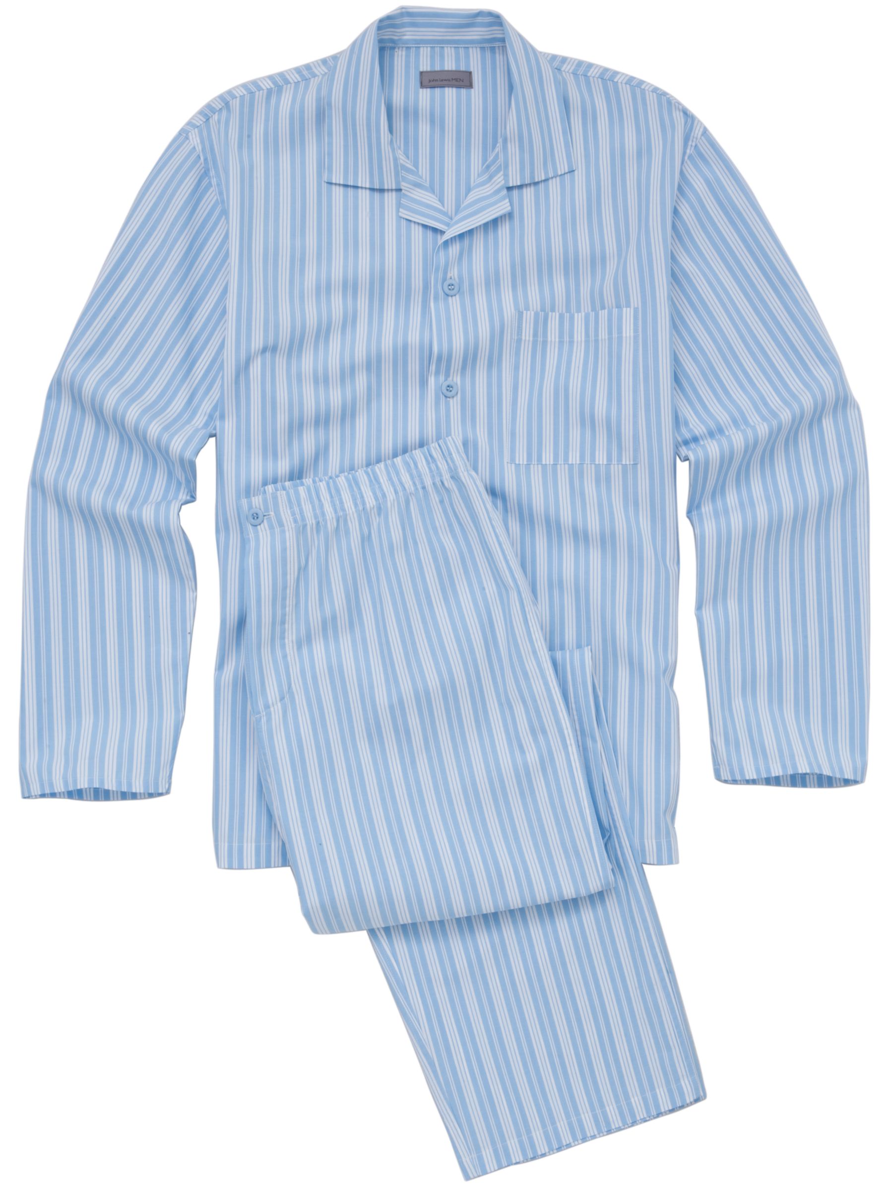 John Lewis Men Striped Pyjamas, Blue