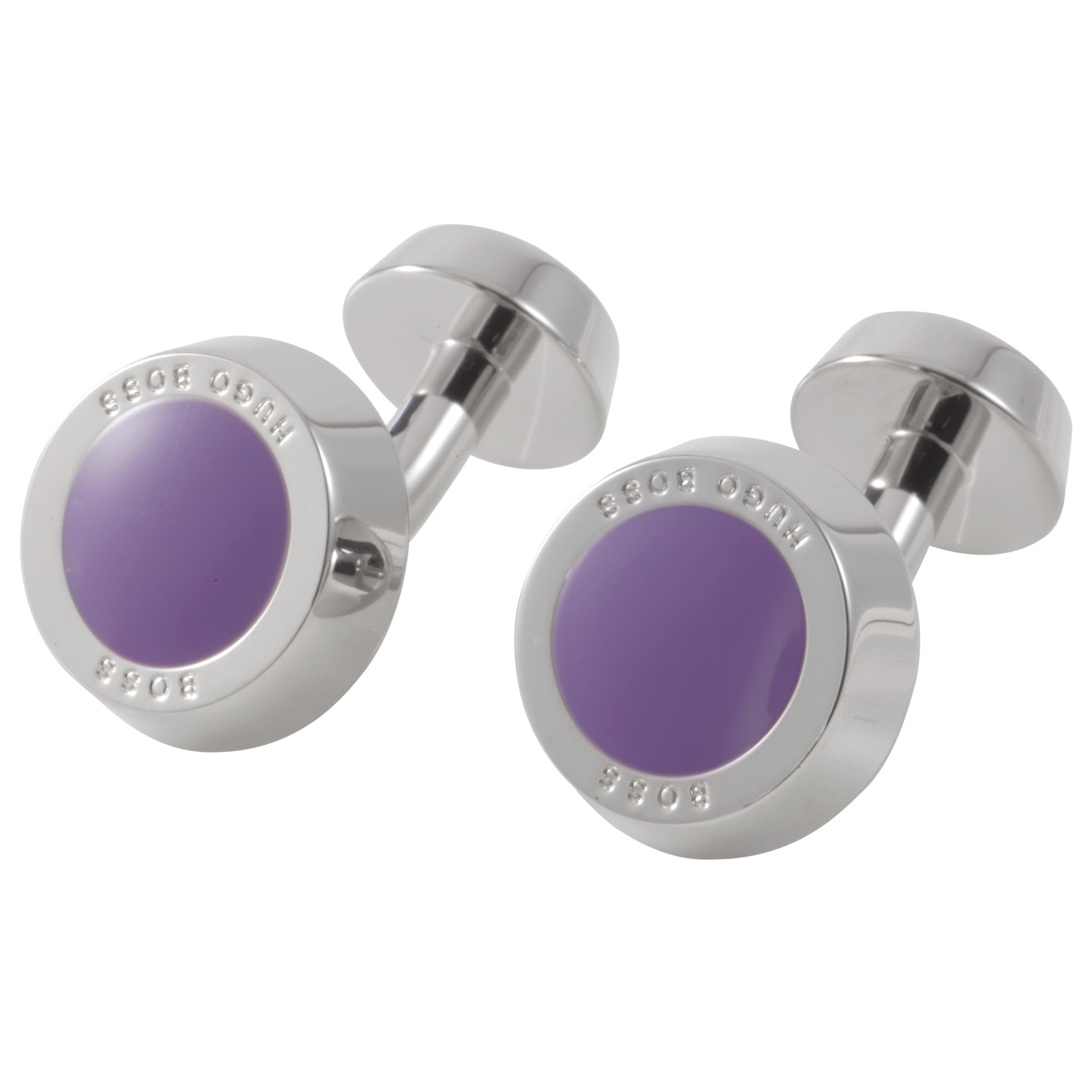 Hugo Boss Round Enamel Cufflinks, Lilac