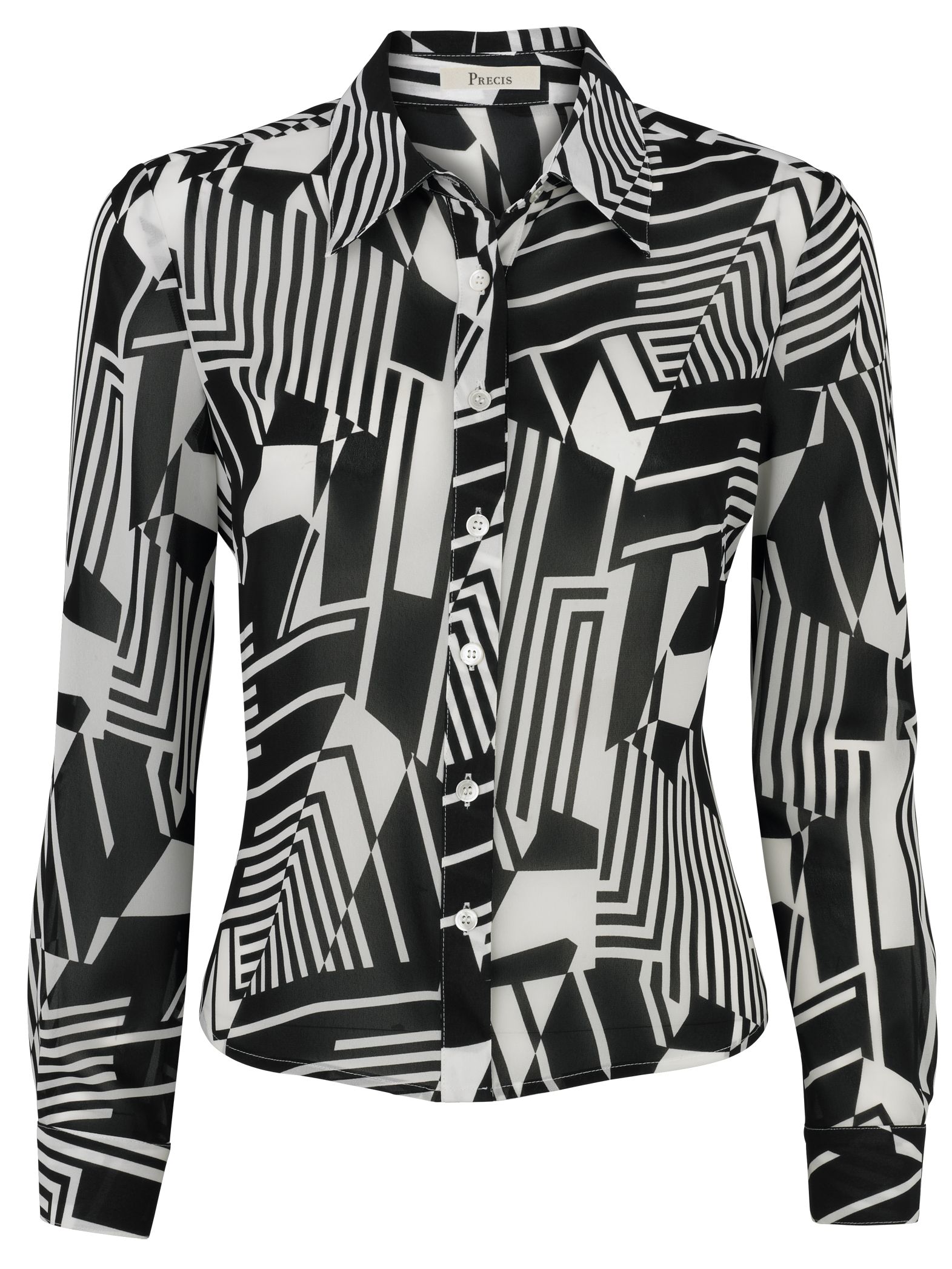 Graphic Print Blouse, Black/ivory