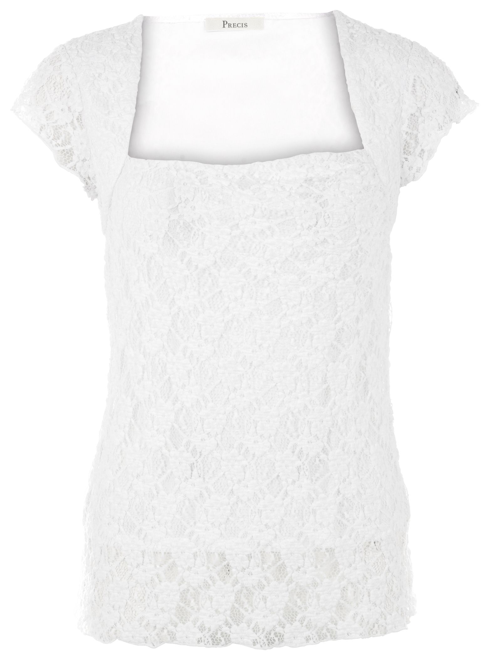 Lace Jersey Blouse, White