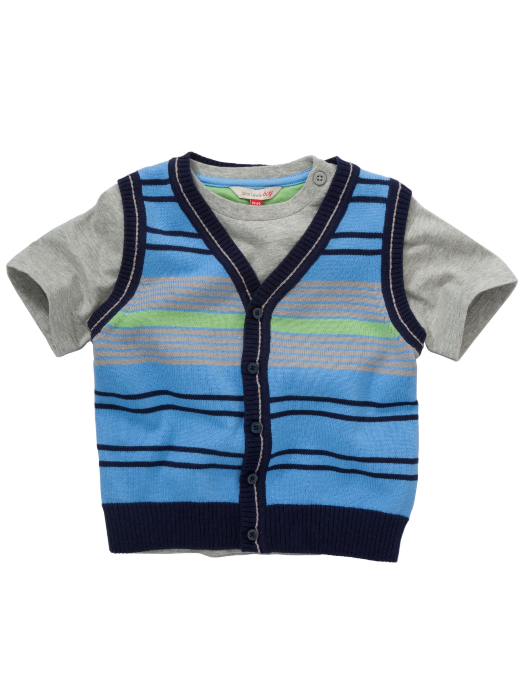 John Lewis Boy Knitted Waistcoat and T-Shirt