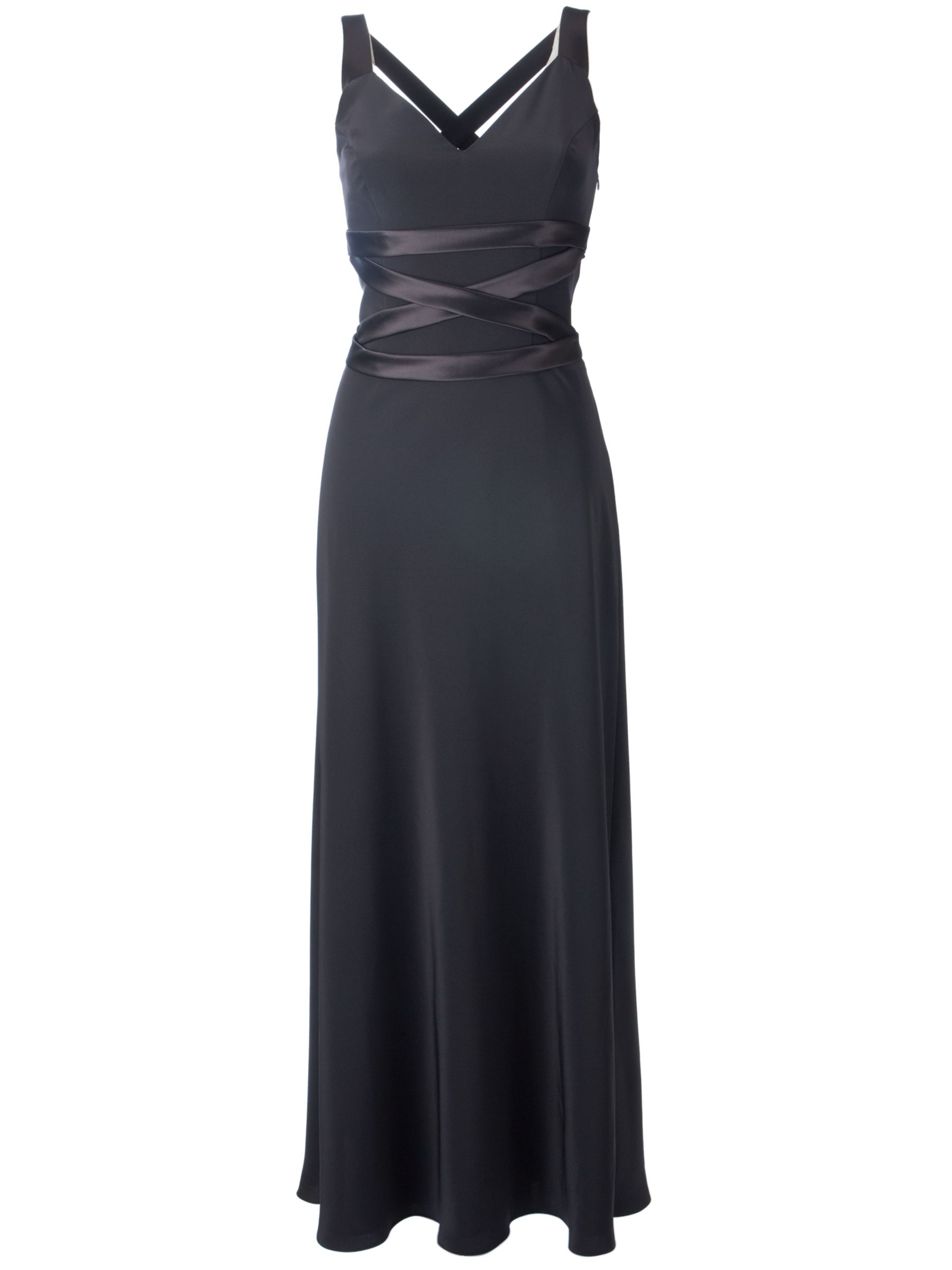 John Lewis Women Satin Crepe Strap Detail Long Dress, Black at John Lewis