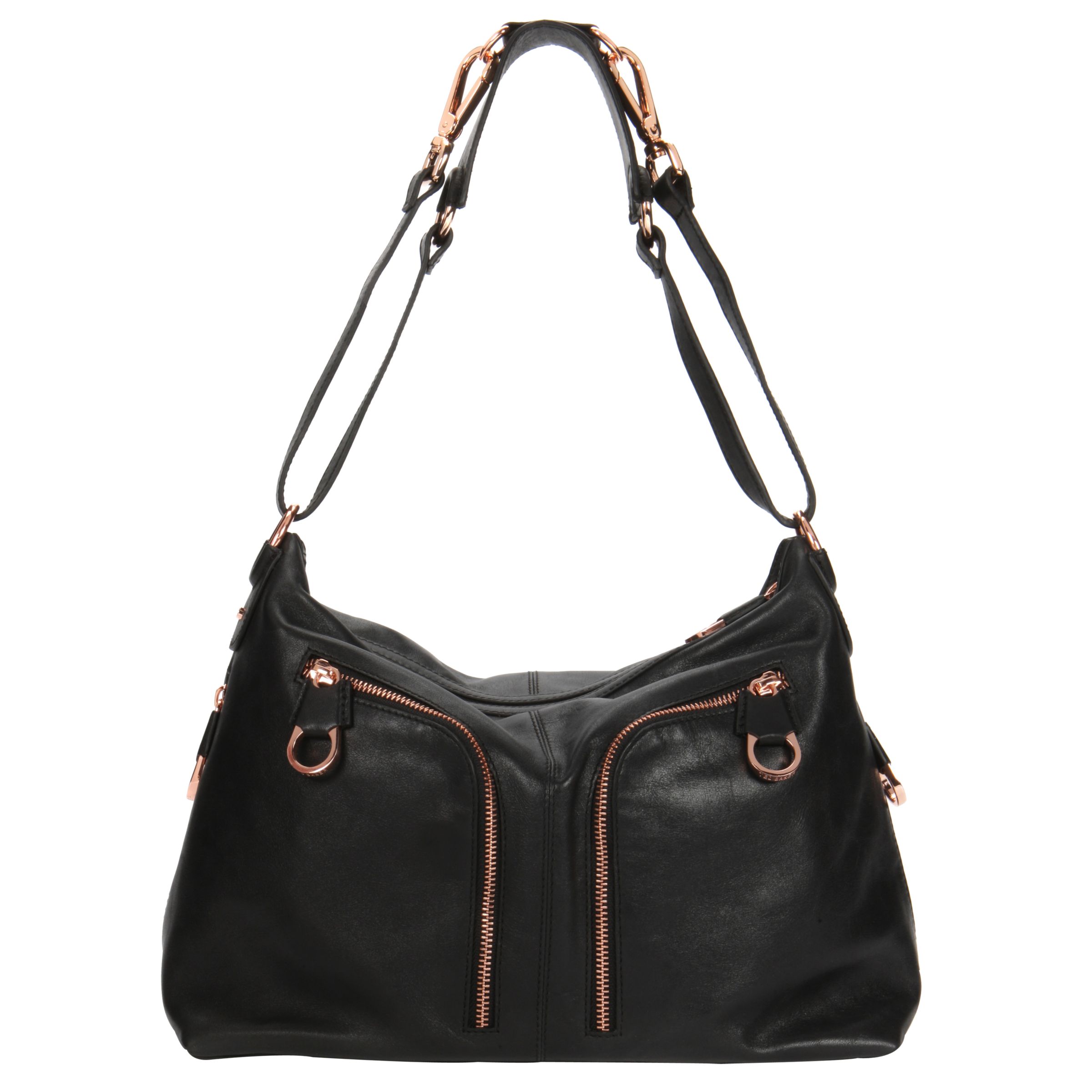 Ted Baker Dara Leather Shoulder Bag, Black at John Lewis