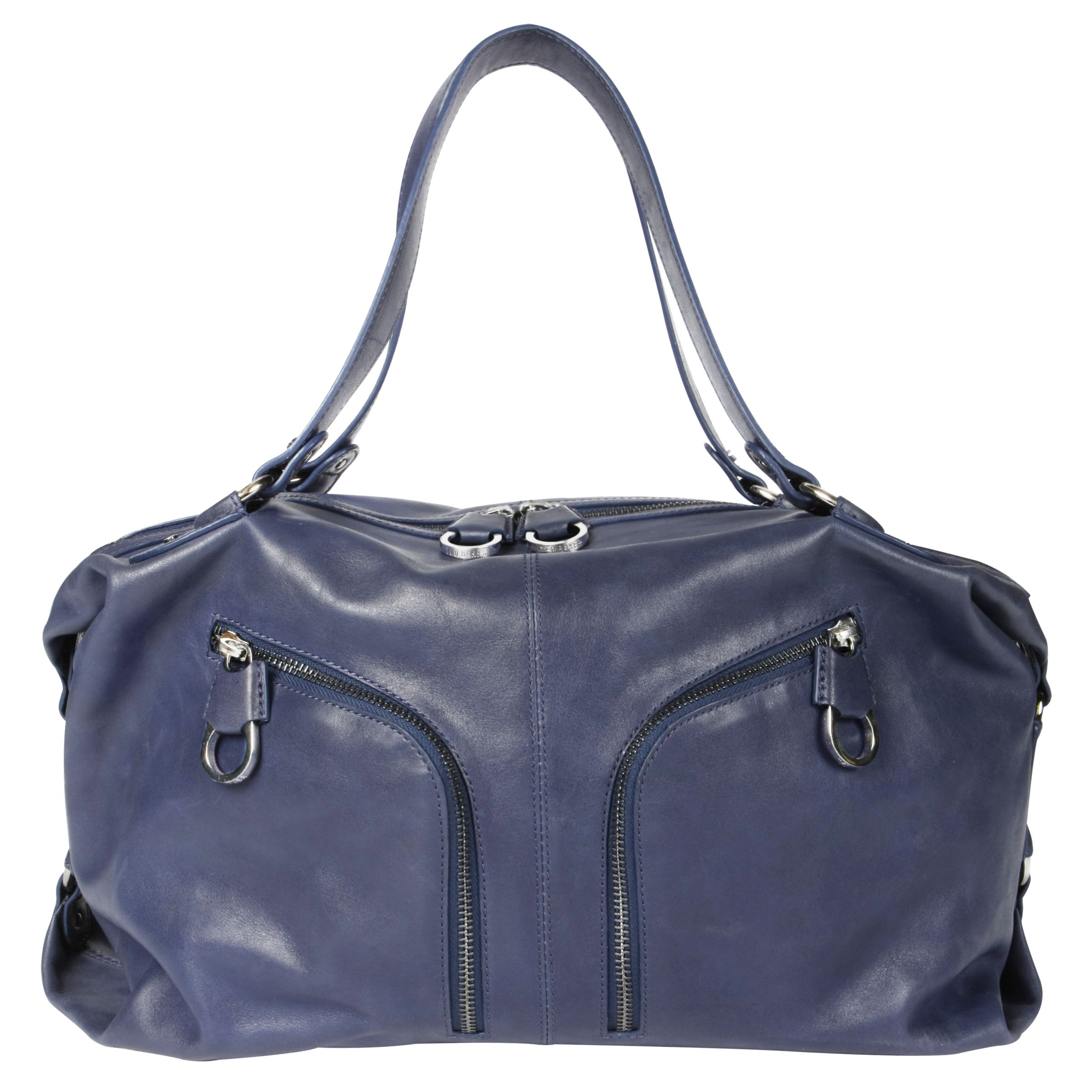 Ted Baker Dakota Leather Bowler Bag, Blue at John Lewis