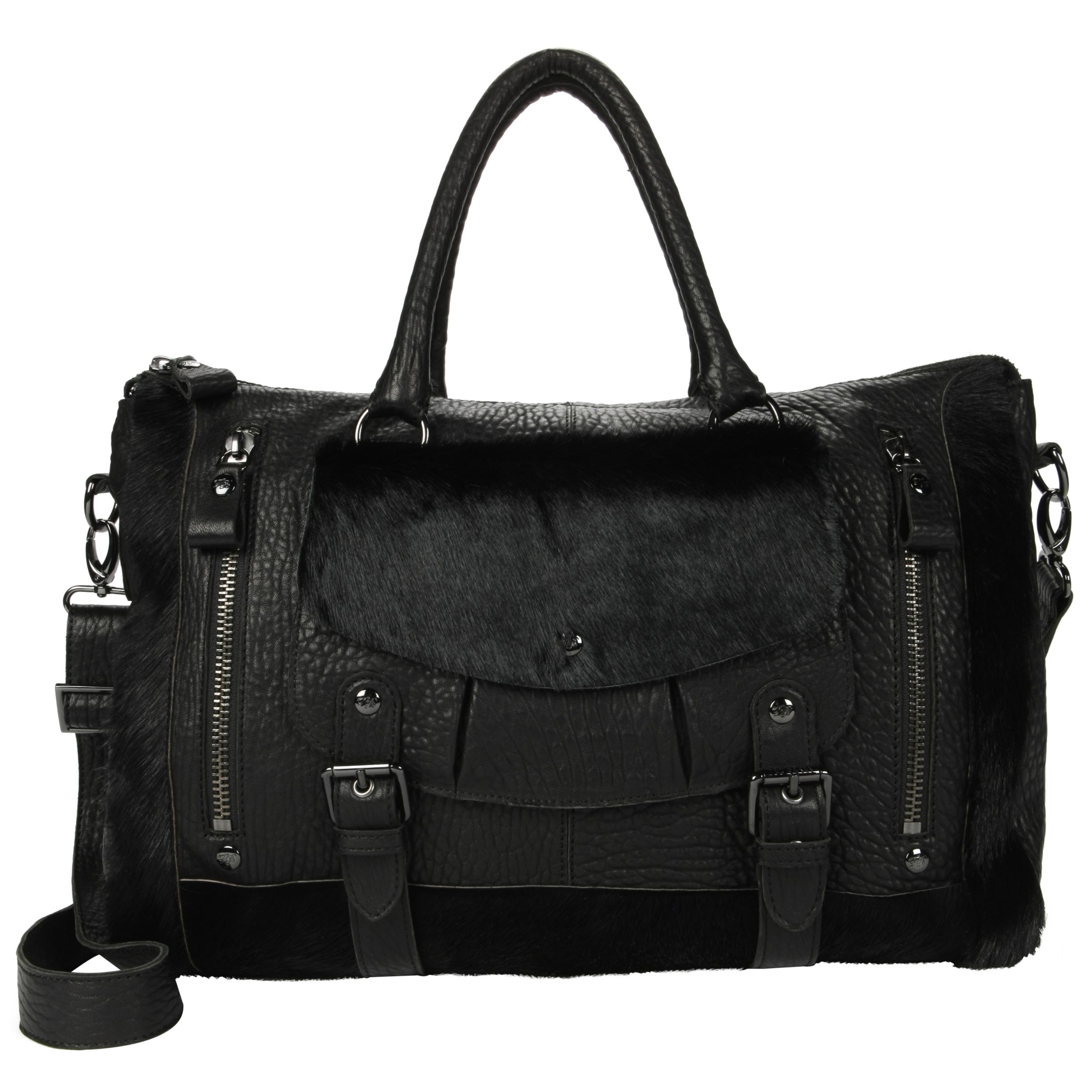 Ted Baker Denzil Leather Buckle Weekend Bag, Black at John Lewis