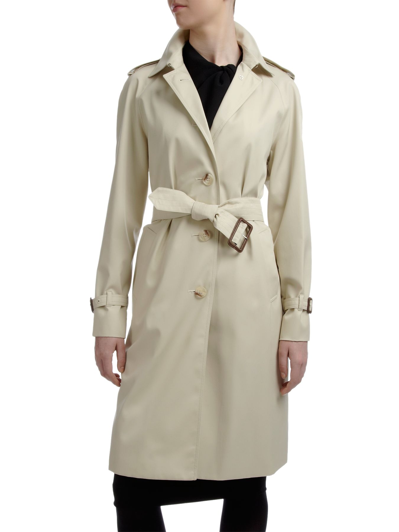 Aquascutum Baltimore Belted Raincoat, Off White at JohnLewis