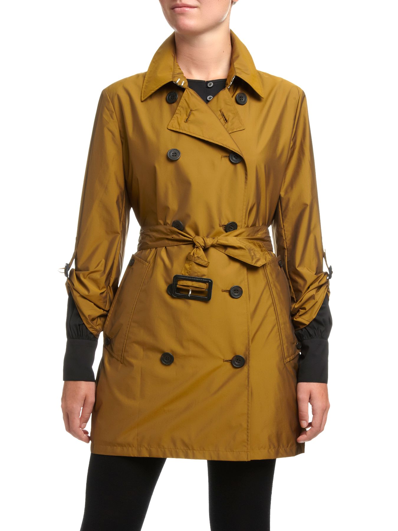 Aquascutum Lyra Aquamac Raincoat, Amber Green at John Lewis