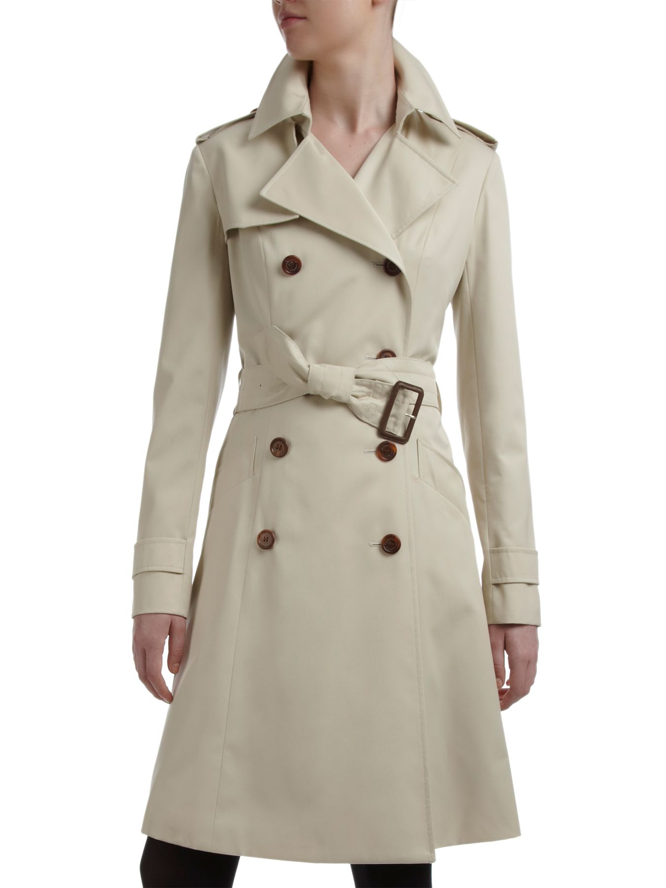 Aquascutum Lana Belted Swing Raincoat, Off white at John Lewis