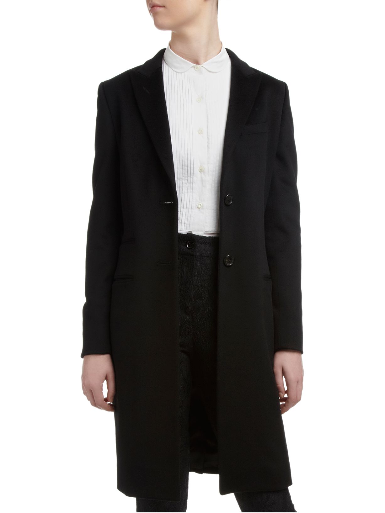 Aquascutum Sterling Mountain Wool Coat, Black at John Lewis