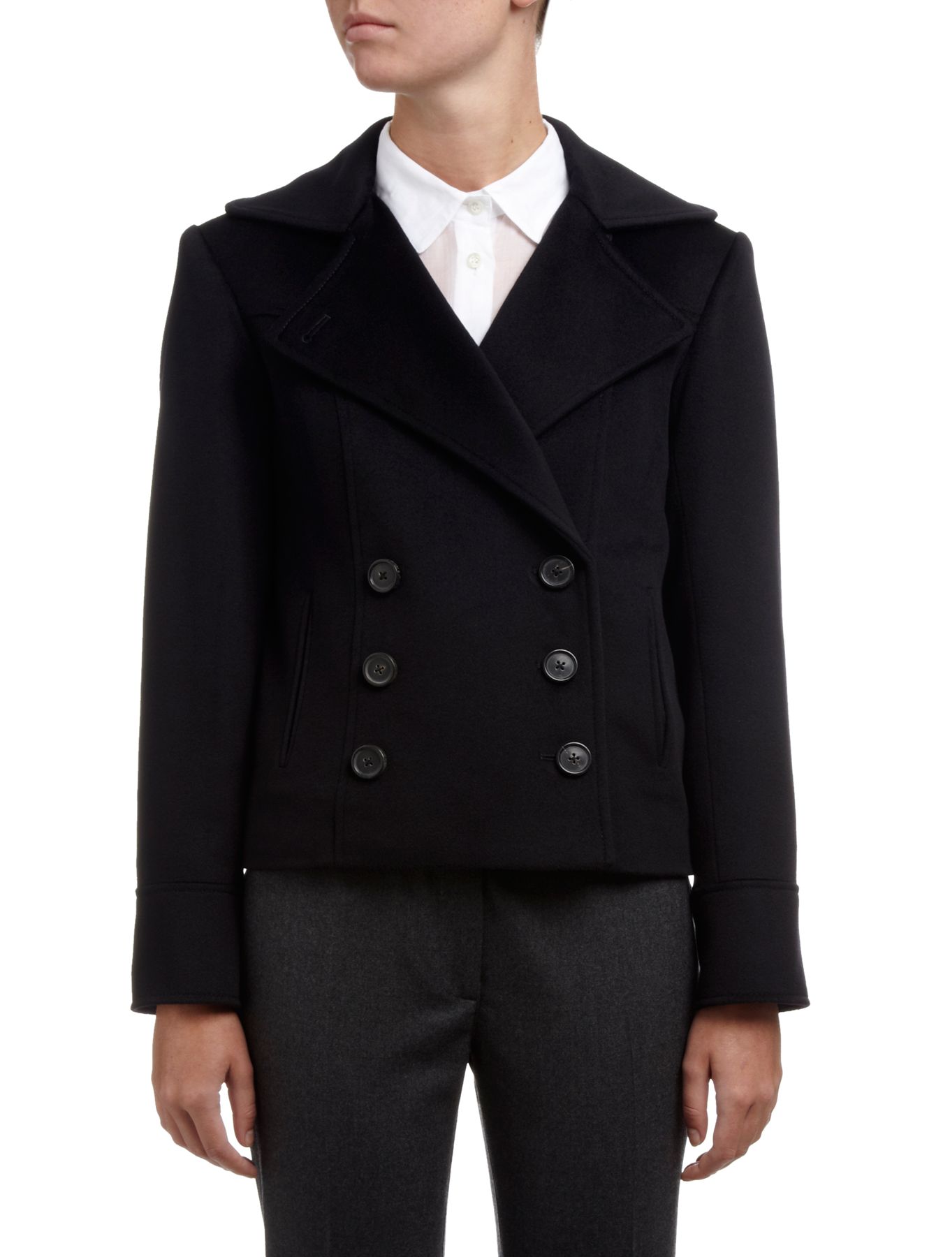 Aquascutum Aroania Wool Short Peacoat, Blue at John Lewis