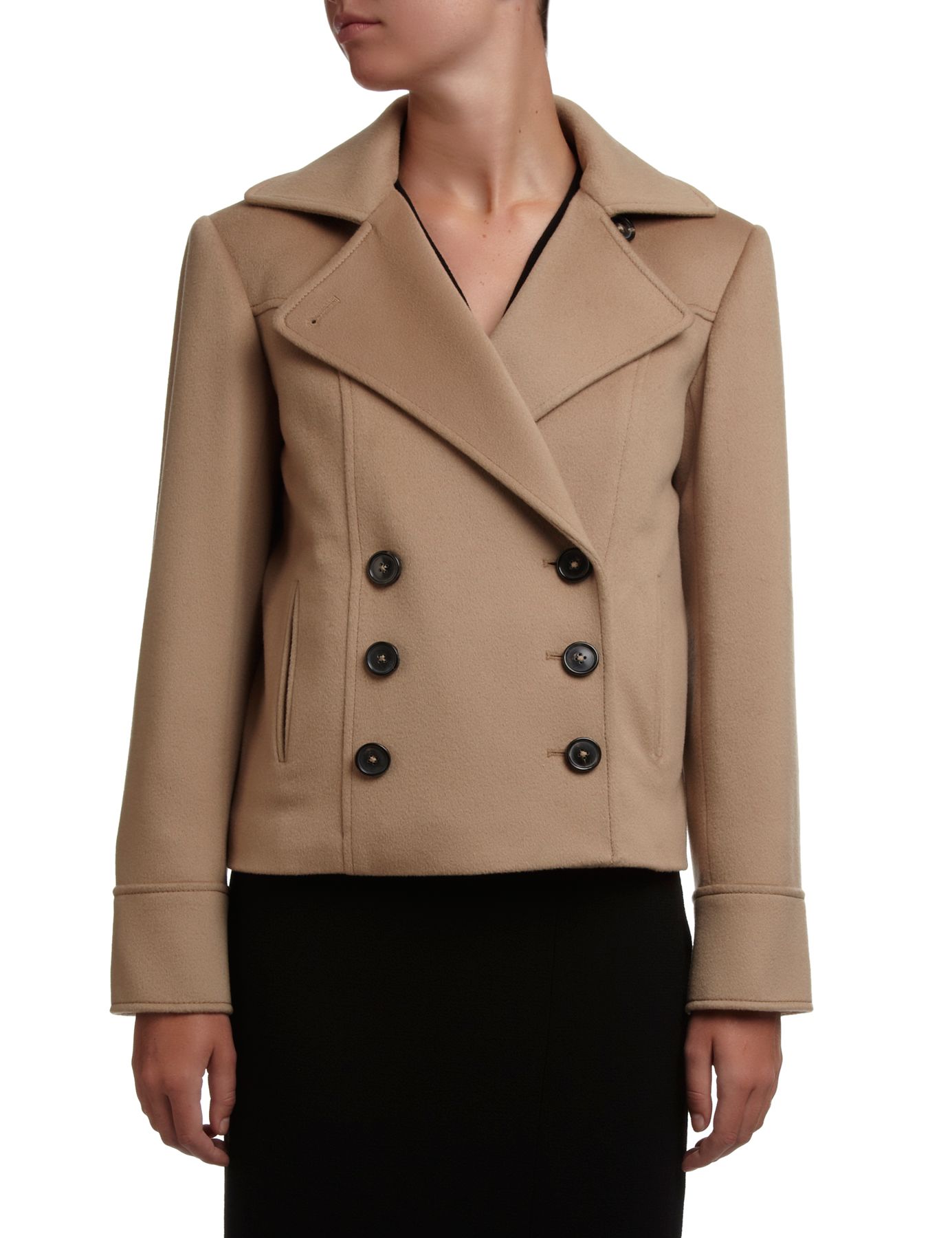 Aquascutum Aroania Wool Short Peacoat, Brown at John Lewis