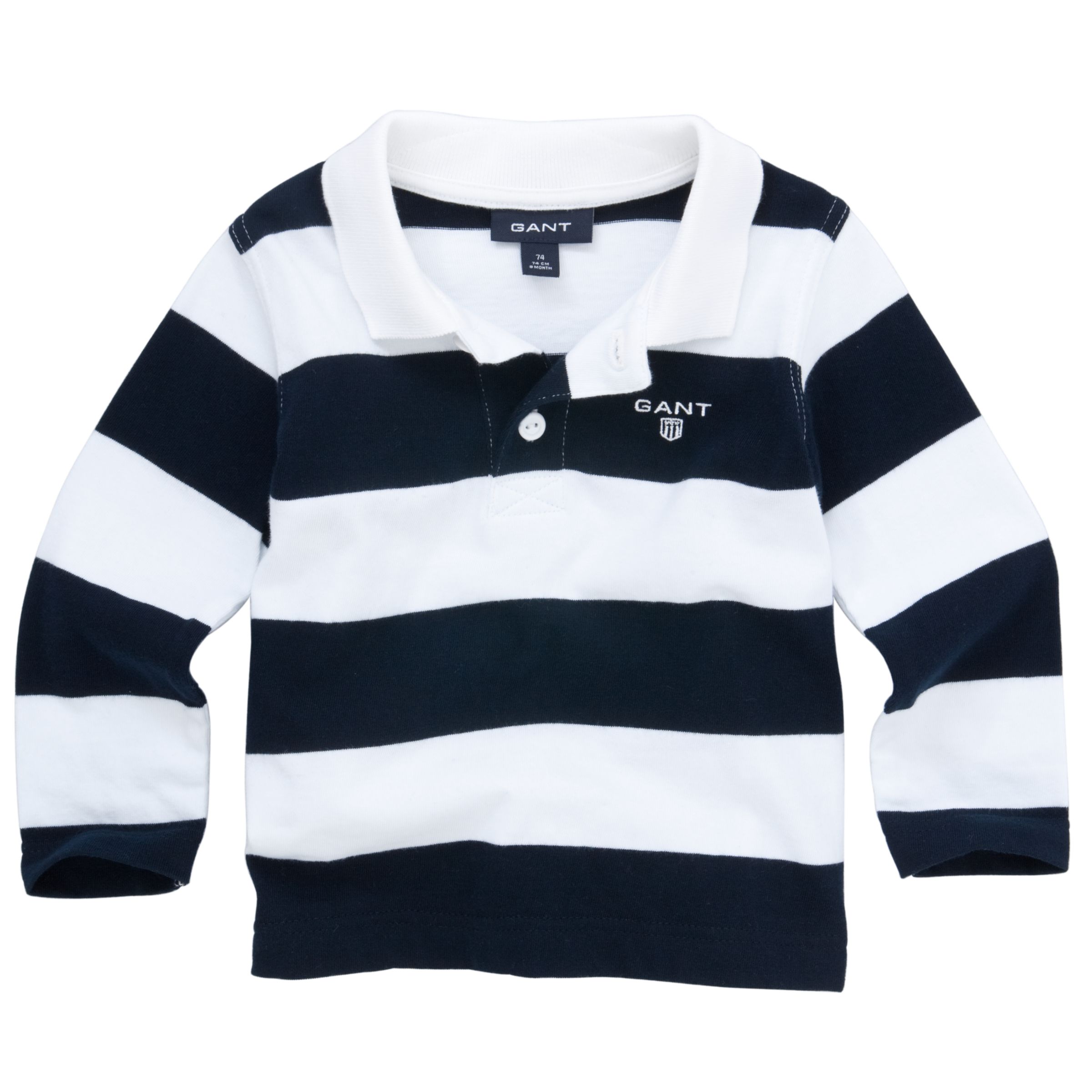 Gant Stripe Print Rugby Shirt, Navy/White
