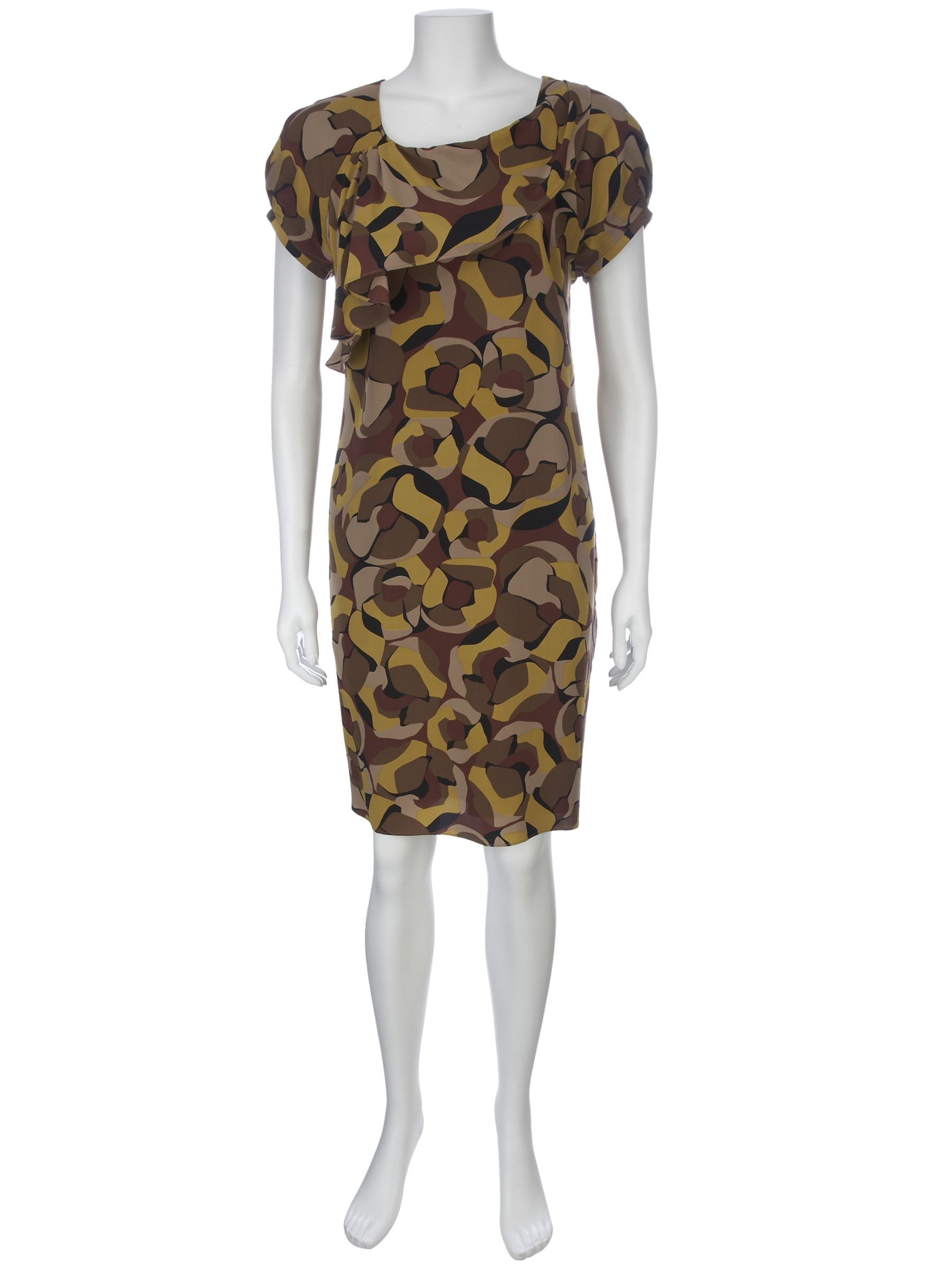 FWM Scarf Flower Silk Print Dress, Chartreuse combo at John Lewis