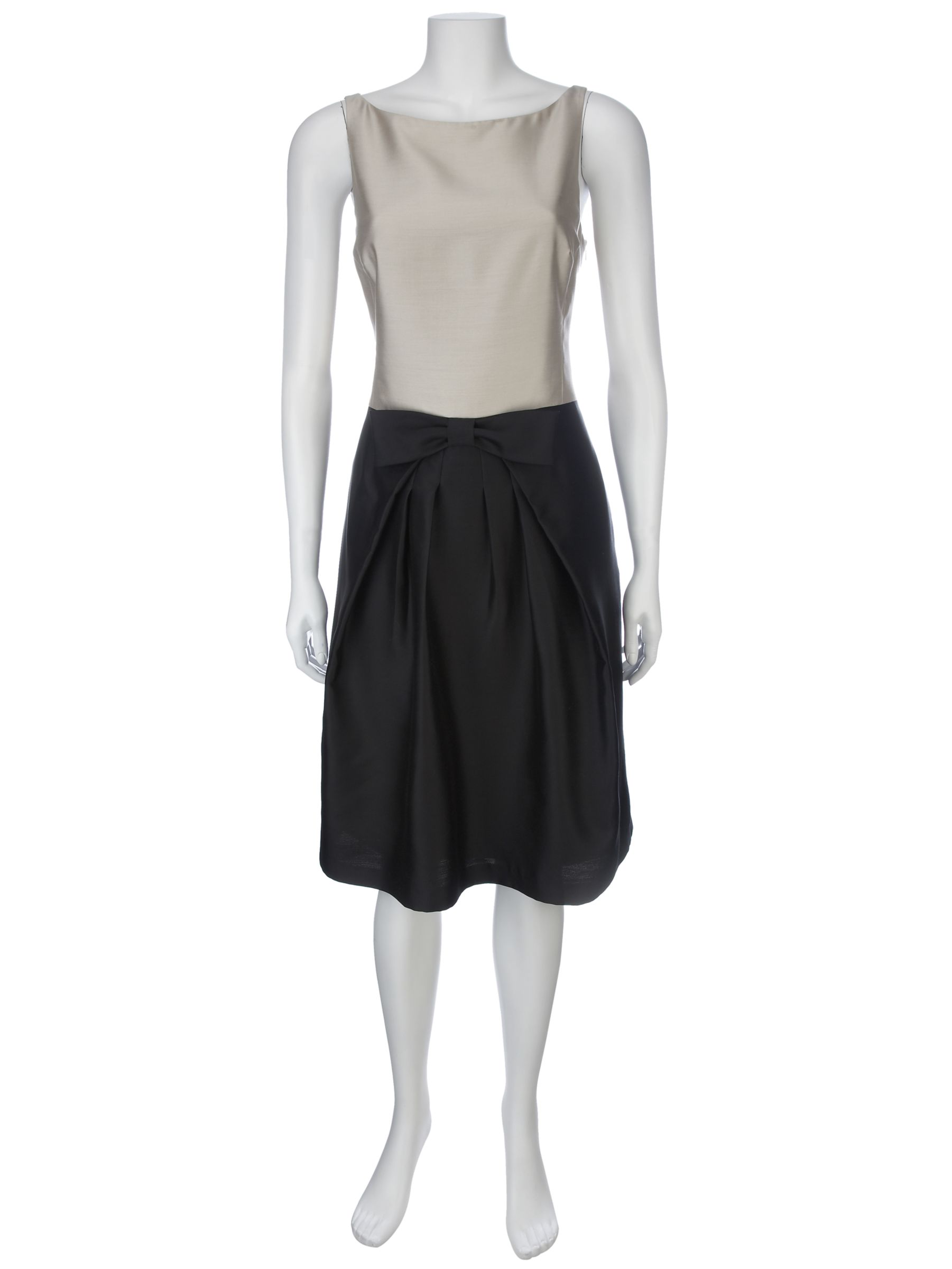 FWM Vintage Bow Dress, Oyster/Black at John Lewis