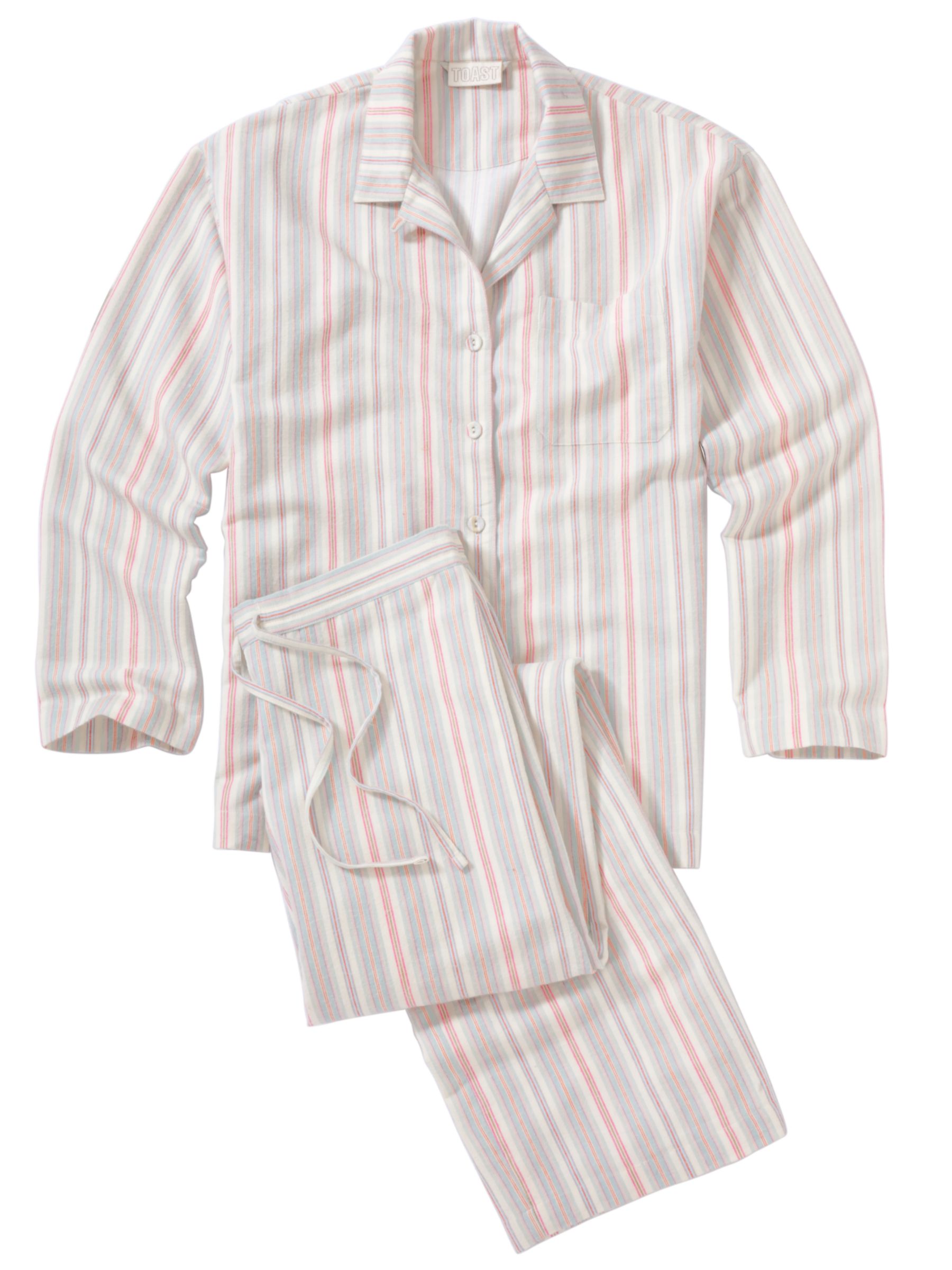 Toast Stripe Flannel Pyjama Set, Ecru