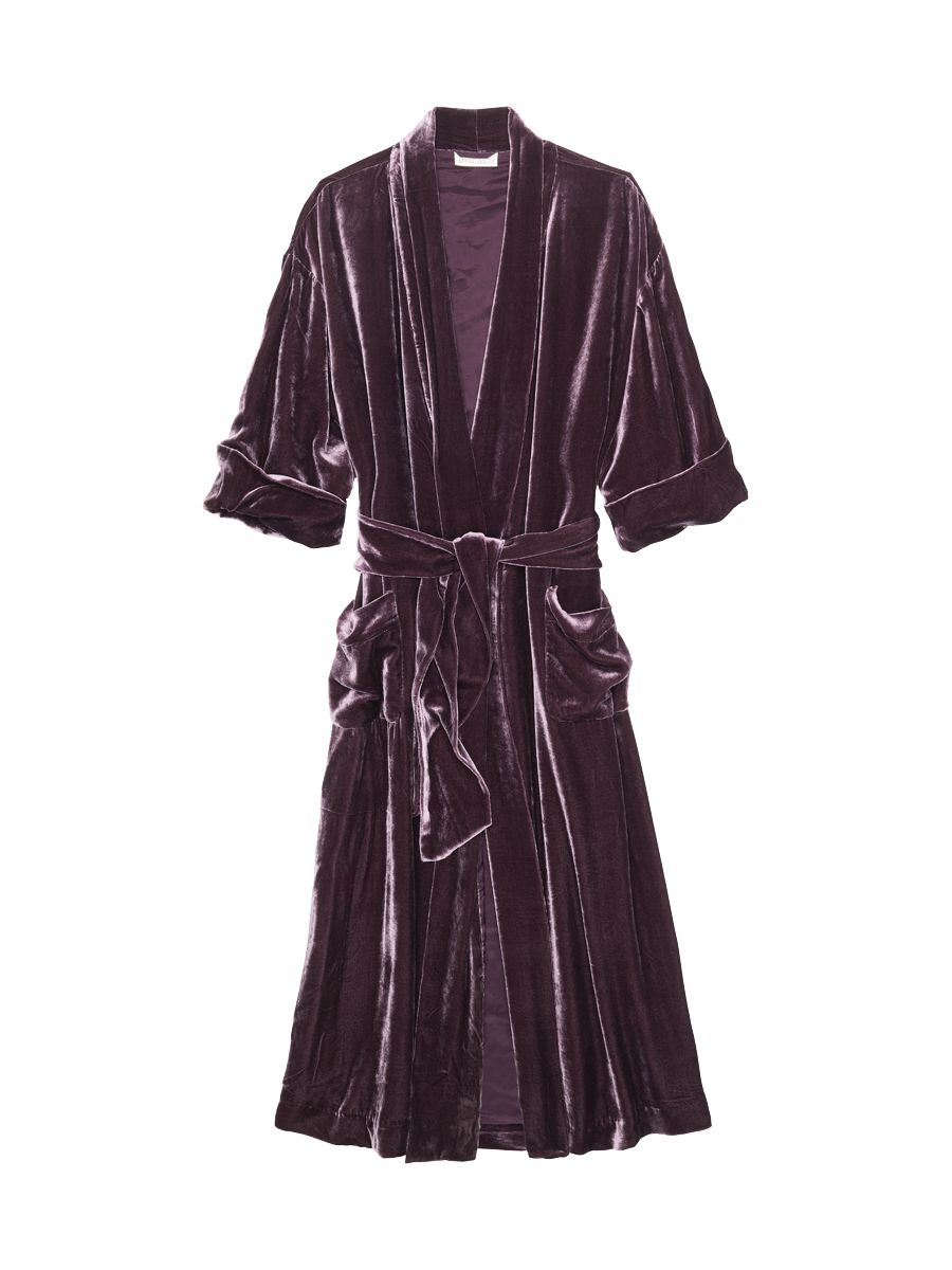 Toast Silk Velvet Robe, Purple at John Lewis