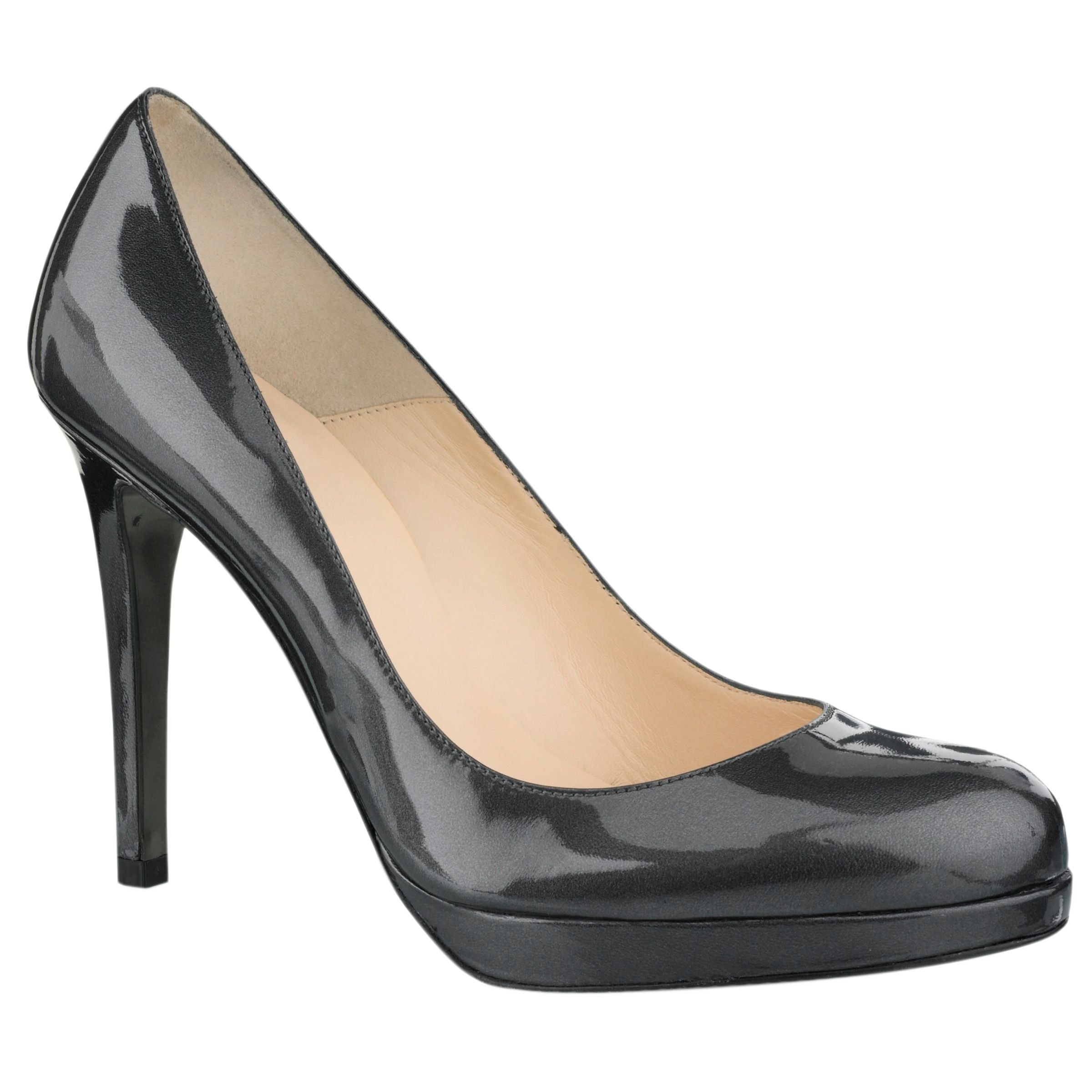 L.K.Bennett Sledge Platform Court Shoes, Grey Patent at John Lewis