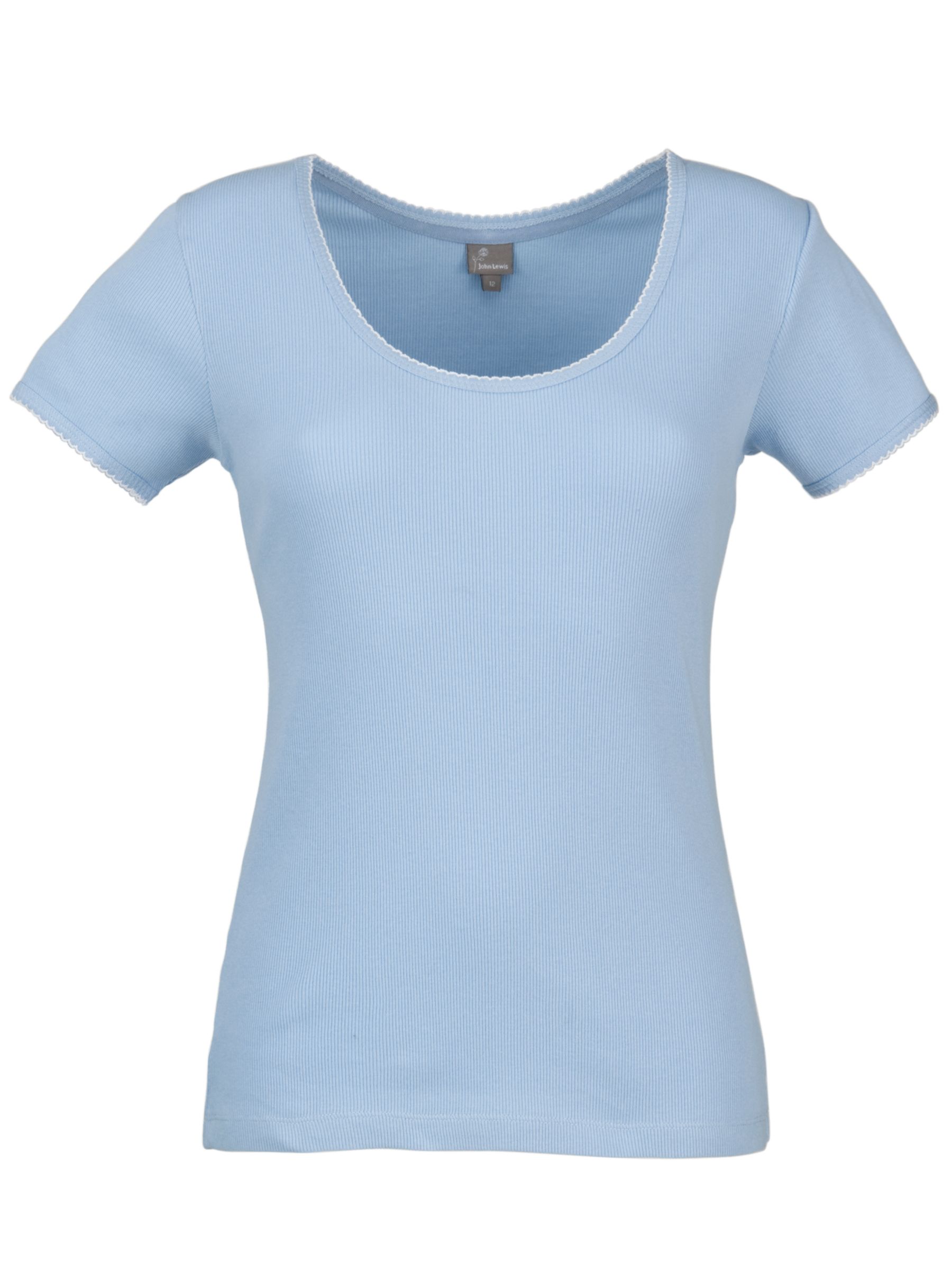 John Lewis Cotton Jersey Rib T-Shirt, Blue