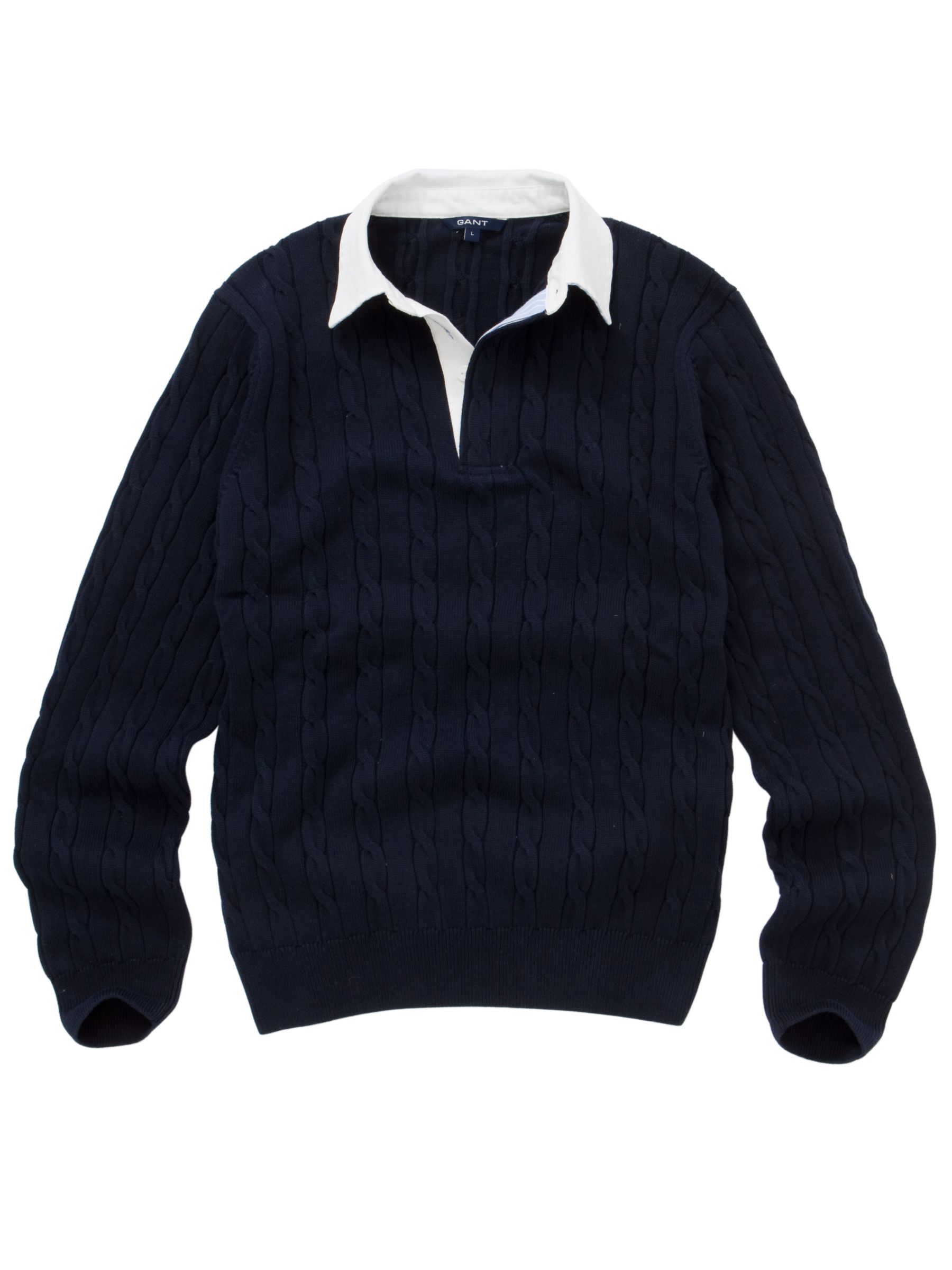 Gant Cable Knit Rugby Shirt, Blue